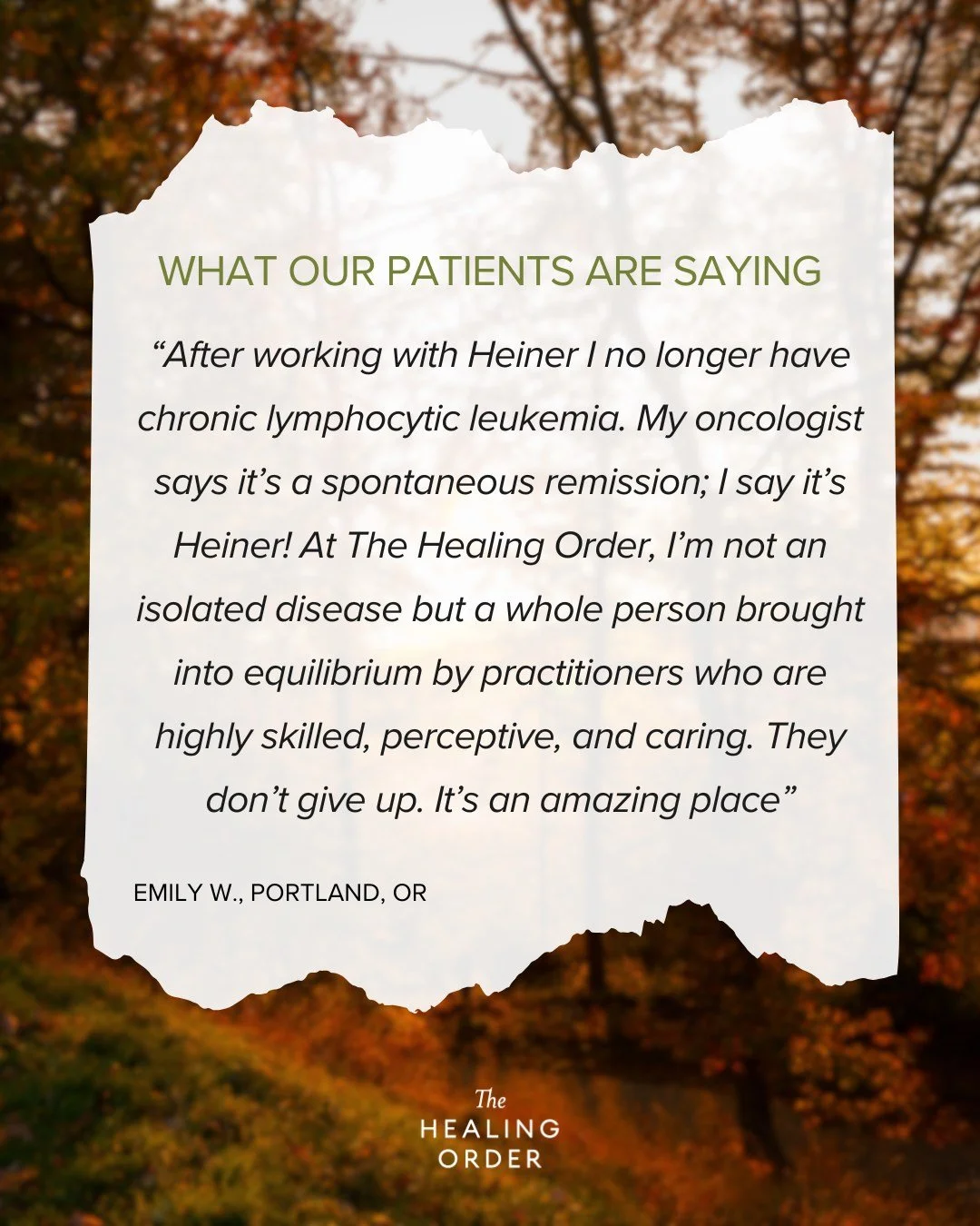 Hearing directly from our patients is the most meaningful affirmation of the work we do. We&rsquo;re grateful for the trust and healing journeys shared at The Healing Order. ✨ 

#PatientStories #HealingJourney #HolisticHealth #WellnessCommunity #Pati