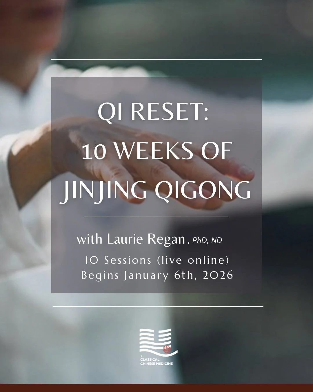 Back by popular demand. ✨
After the overwhelming response to last year&rsquo;s online qigong program, we&rsquo;re bringing another 10-week Jinjing Qigong series to our community&mdash;this time led by Laurie Regan, PhD, ND, a third generation discipl