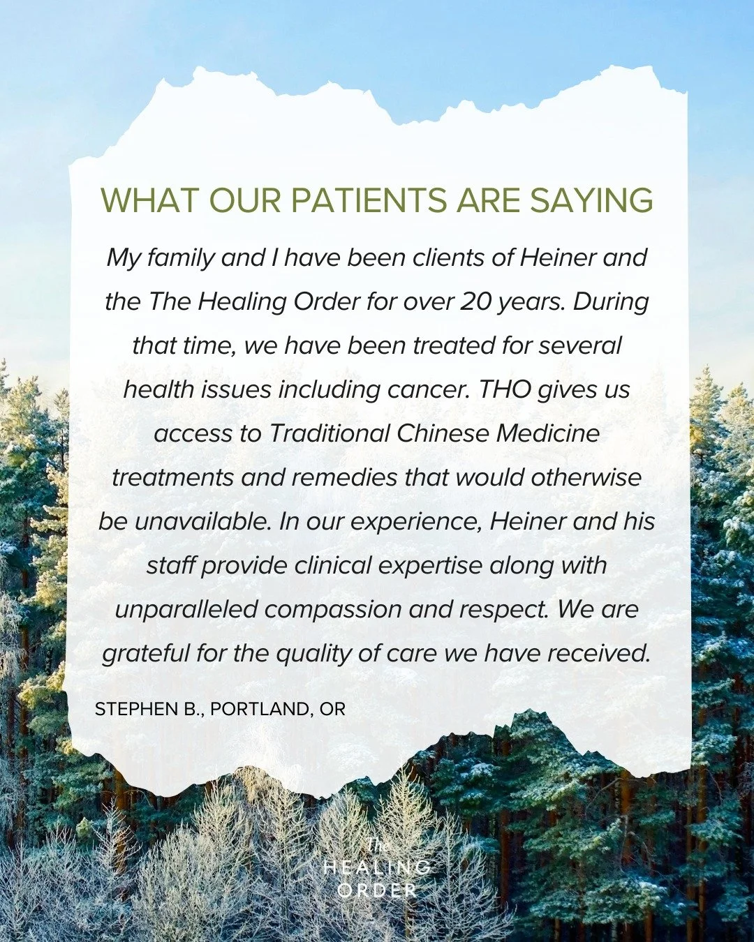 We love to hear what our patients have to say. 🌲✨

 #PatientTestimonials #HealingJourney #HolisticHealth