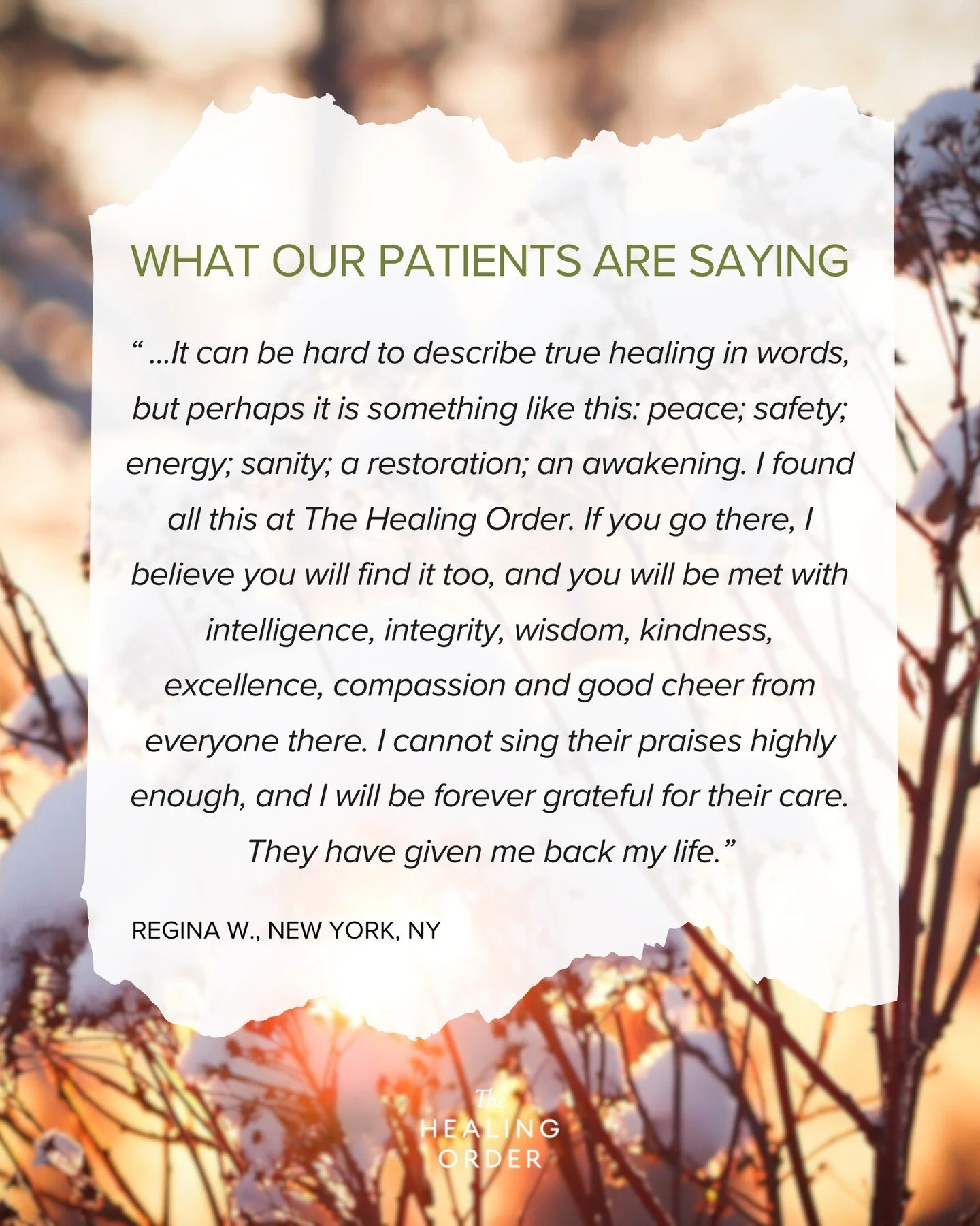 "I met Dr. Fruehauf and the wonderful team at the Hai Shan Center [now The Healing Order] in 2015, after eleven years of antibiotics and cutting-edge naturopathic treatments had failed to cure a serious case of Lyme disease with viral, bacterial