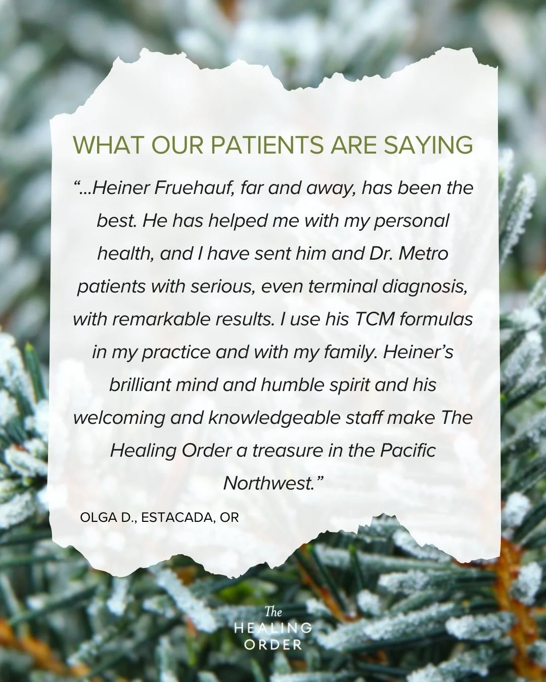 &ldquo;I have been in private practice for 25 years. I have always aligned myself with practitioners of like mind, who I can consult with on matters beyond my scope. Heiner Fruehauf, far and away, has been the best. He has helped me with my personal 