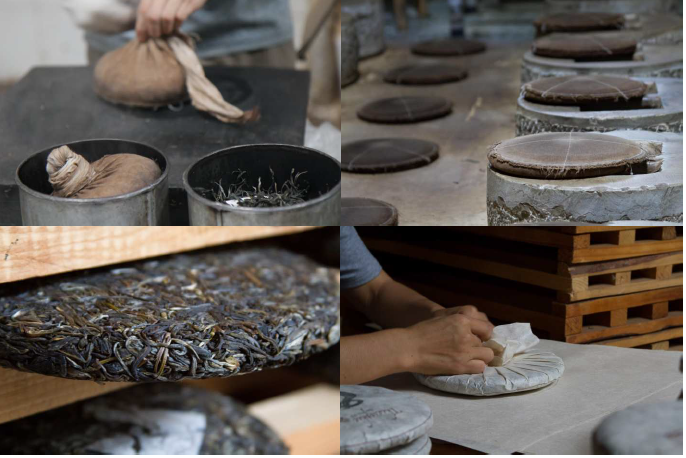 Stages of cake production Pu-er Tea