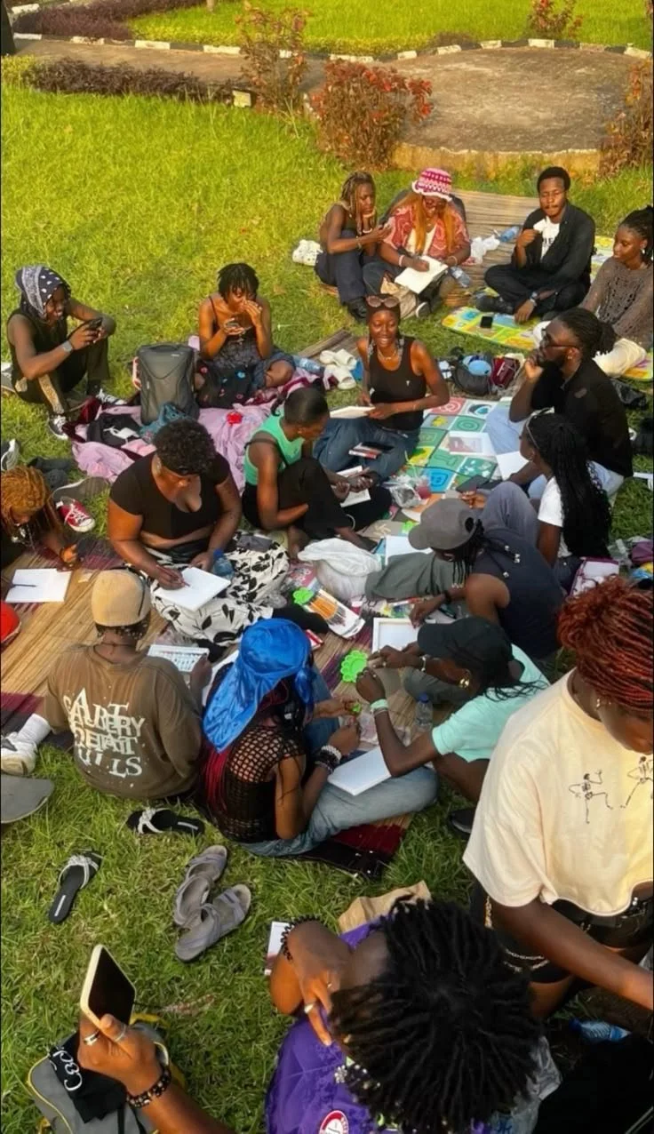 A community gathered together outdoors
