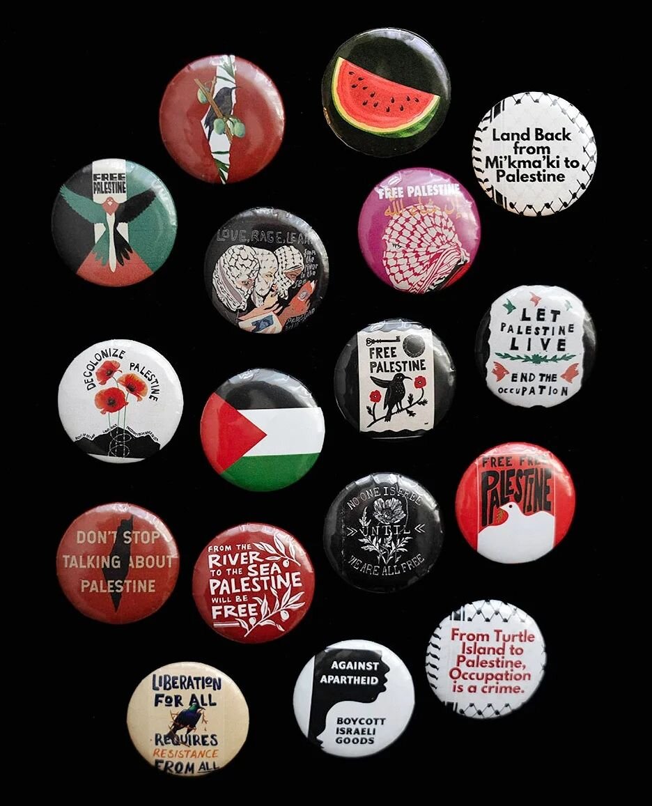 Next round of buttons are at the shop! All proceeds of pay what you can go to @pal.gaza14, go check out their instagram for the awesome work that they do directly distributing meals, water, and shelter supplies for those in Gaza. 🕊️🇵🇸

Images are 