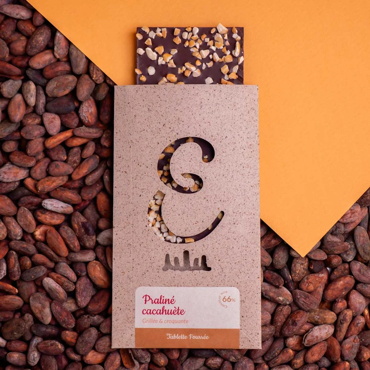 Tablette Praliné cacahuète - Chocolat noir 66%