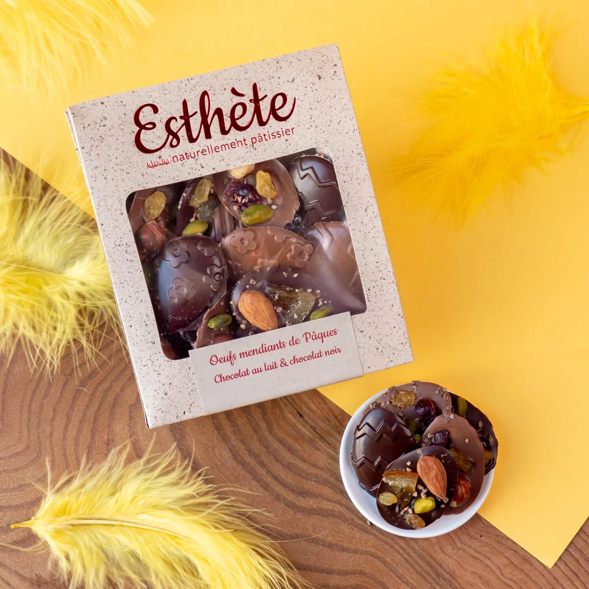 Oeufs mendiant chocolat noir 66% et lait 43%