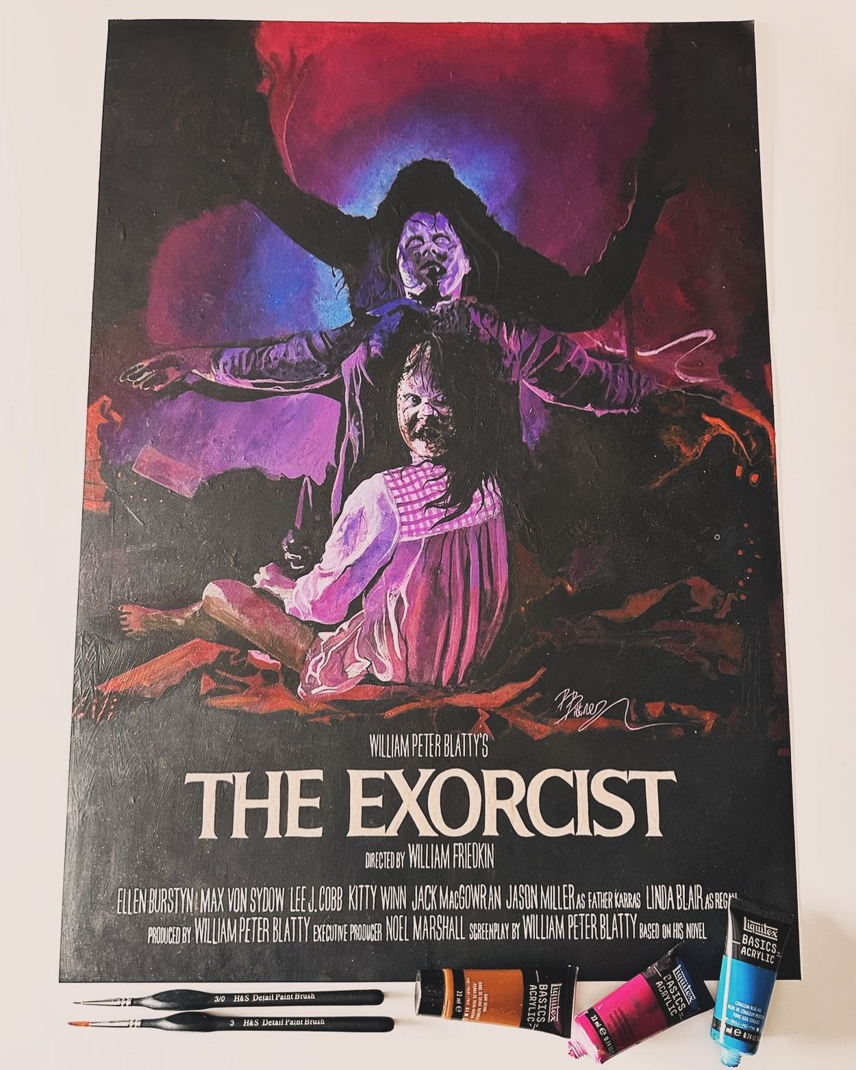 Painting I made for The Exorcist; acrylic on paper. There&rsquo;s currently an offer on this original on my website! 👹🤮

Size: 42 x 59.4cm (A2). Free worldwide shipping. 

#theexorcist #exorcist #horror #horrorart #horrorartist #horrorartwork #horr