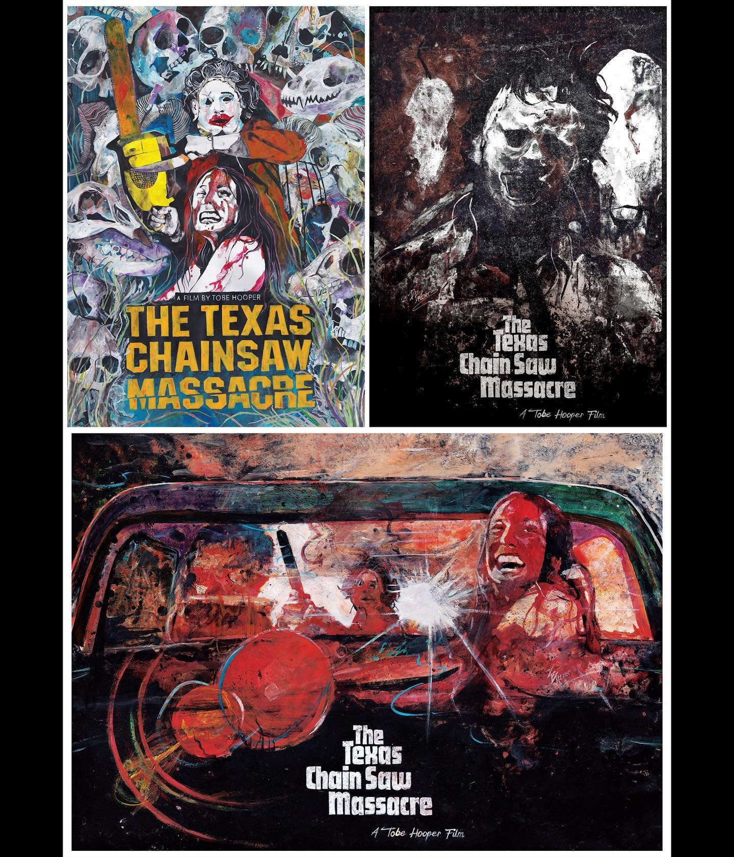 Three posters I&rsquo;ve made for the original Texas Chainsaw Massacre movie. I&rsquo;ll never get bored of watching this film and making art for it. 💀💀

#thetexaschainsawmassacre #texaschainsawmassacre #leatherface #horror #horrorart #horrorartist