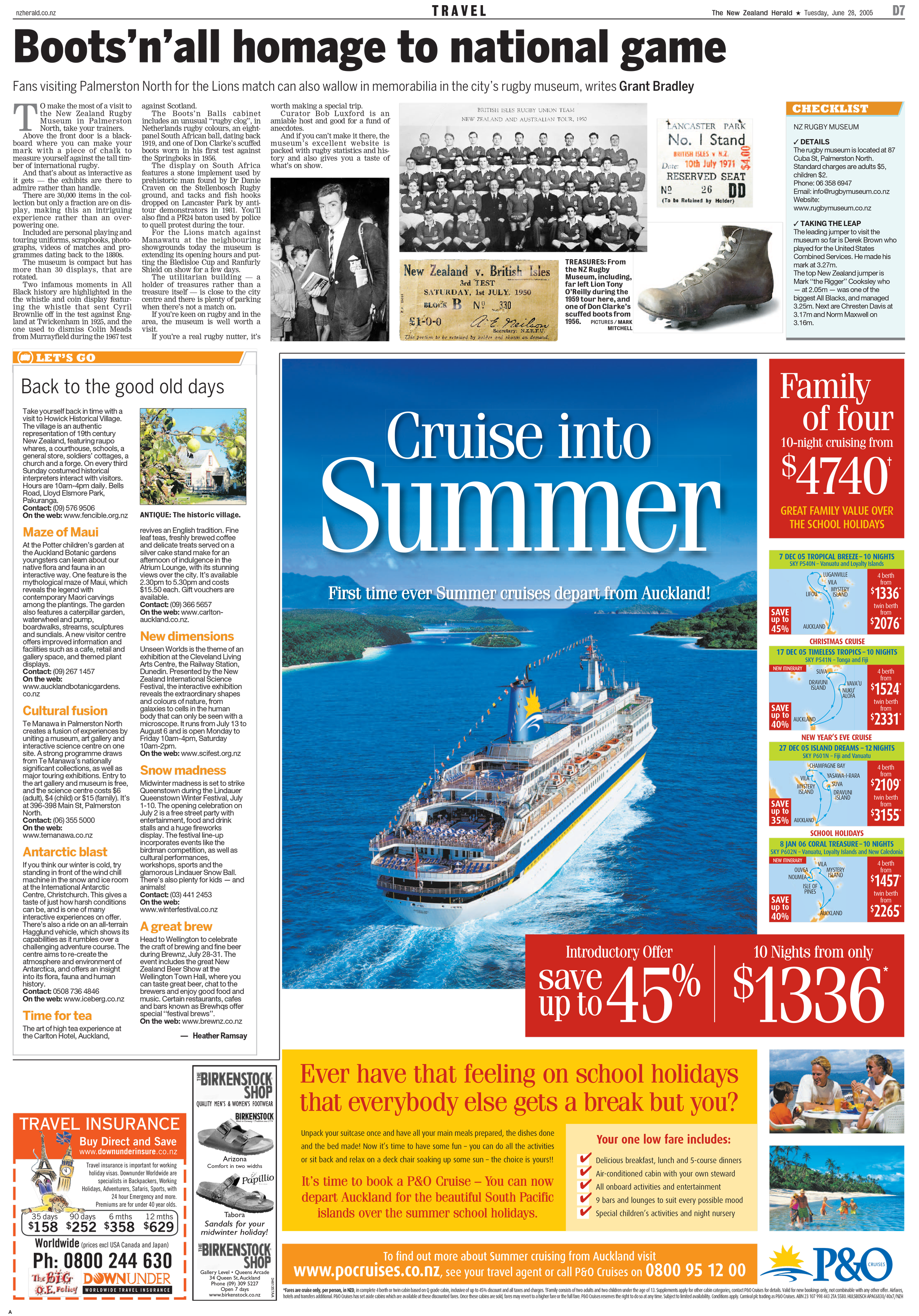 Page layout in the weekly travel section.