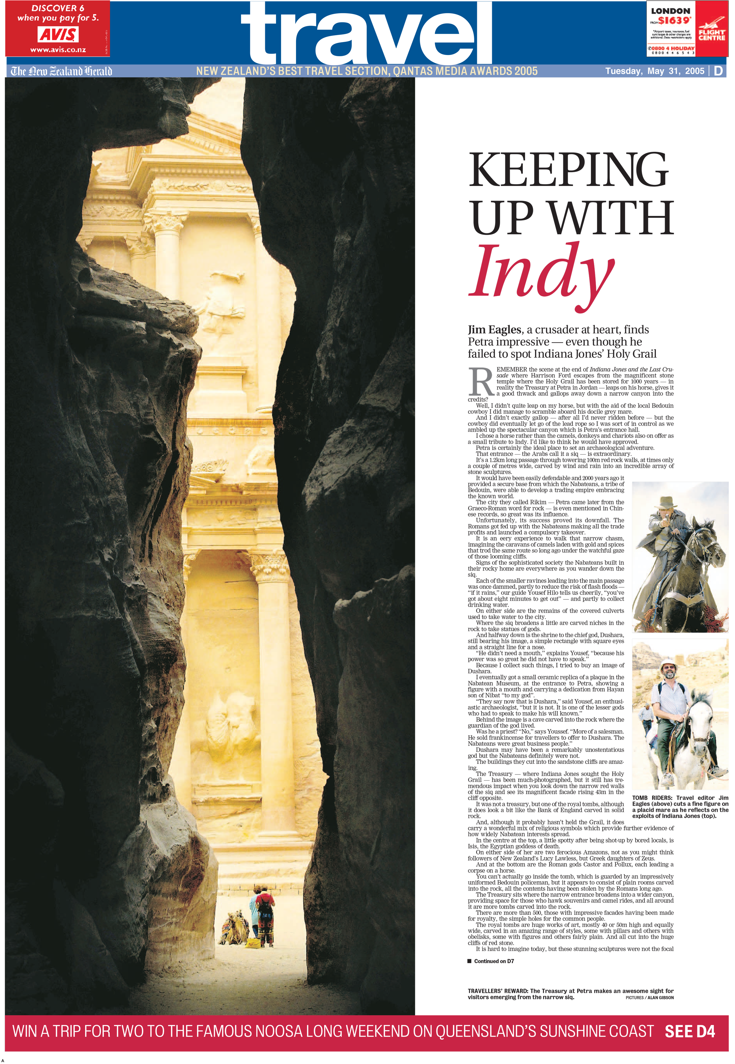 Cover page for the weekly travel section (pre-redesign)