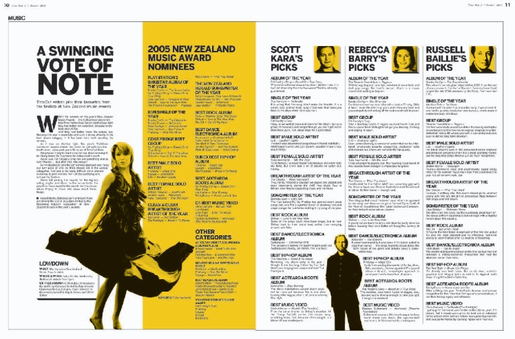 Layout from the weekend entertainment magazine TimeOut