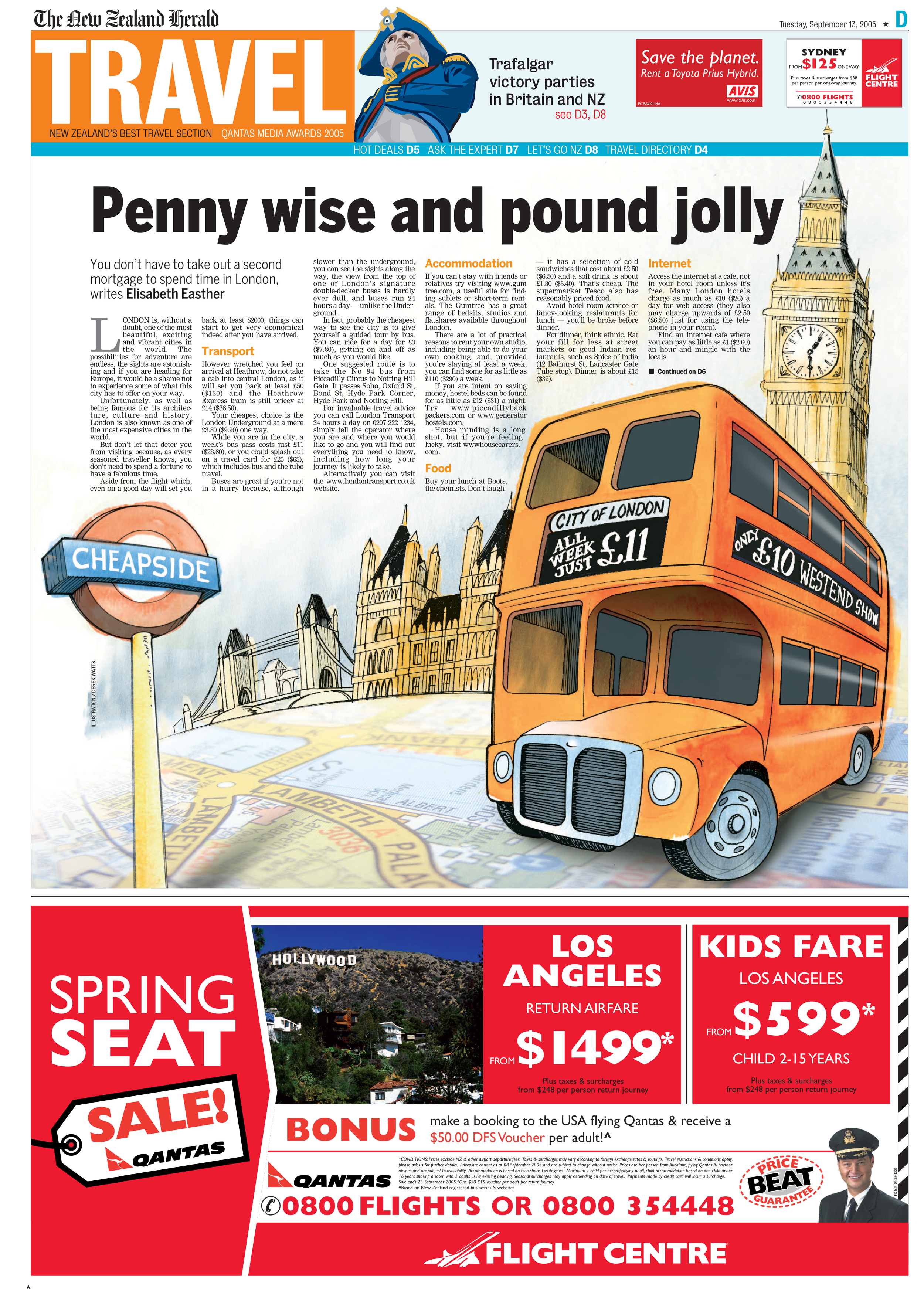 Cover page for the award-winning weekly travel section. I directed an in-house illustrator on the concept and style for the illustration.