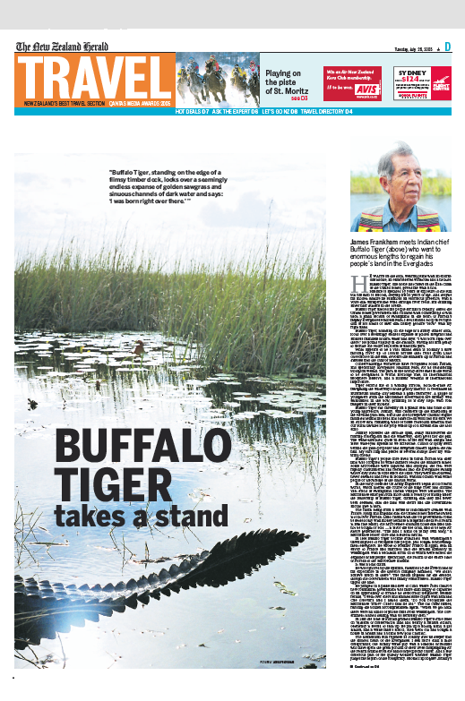 Cover page for the award-winning weekly travel section