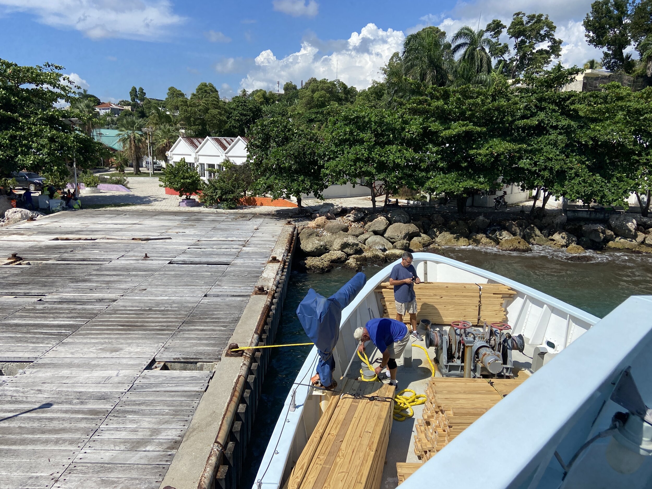 The weather decks were filled with wood and tin