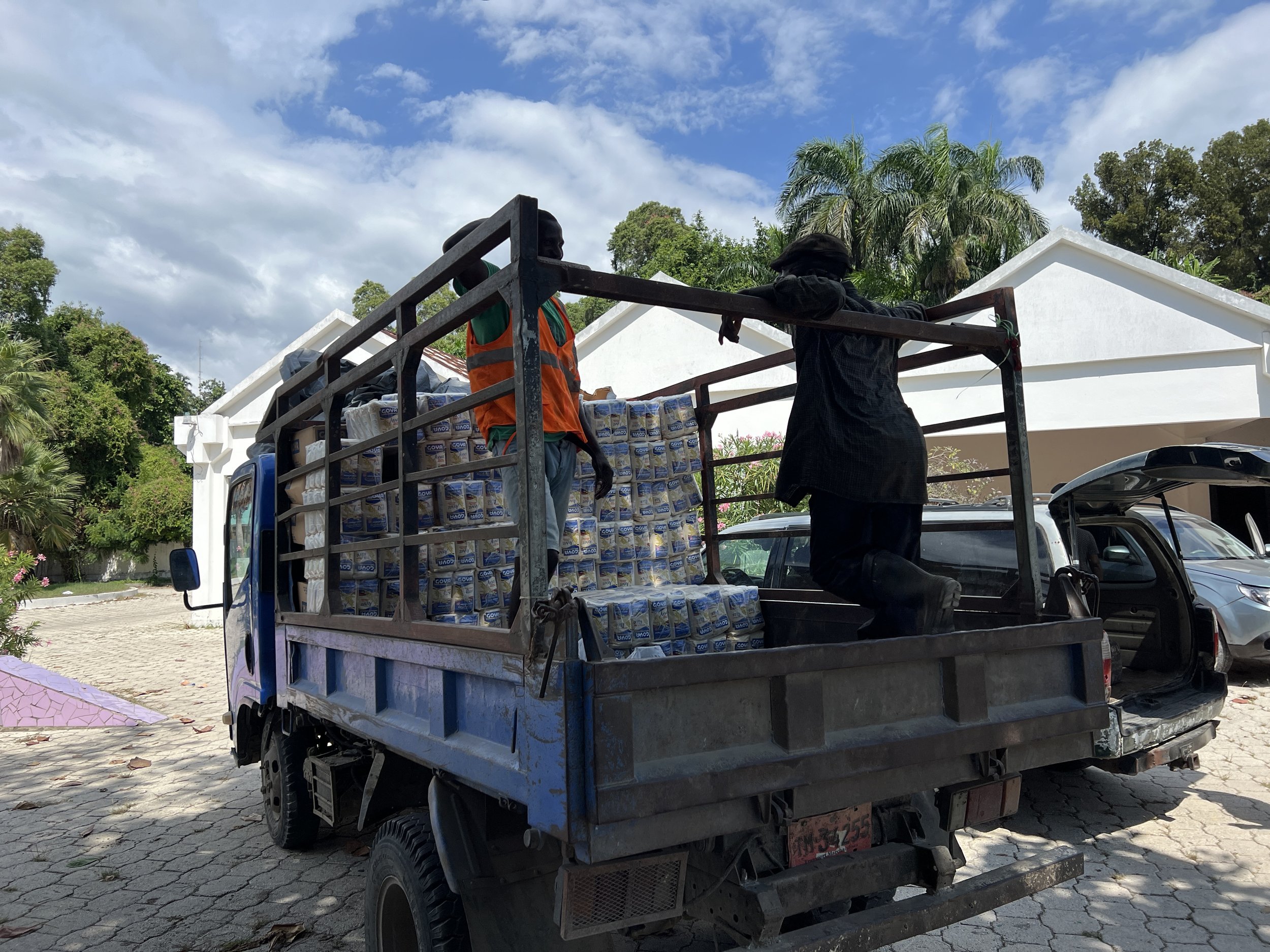 Loading the trucks in Jacmel