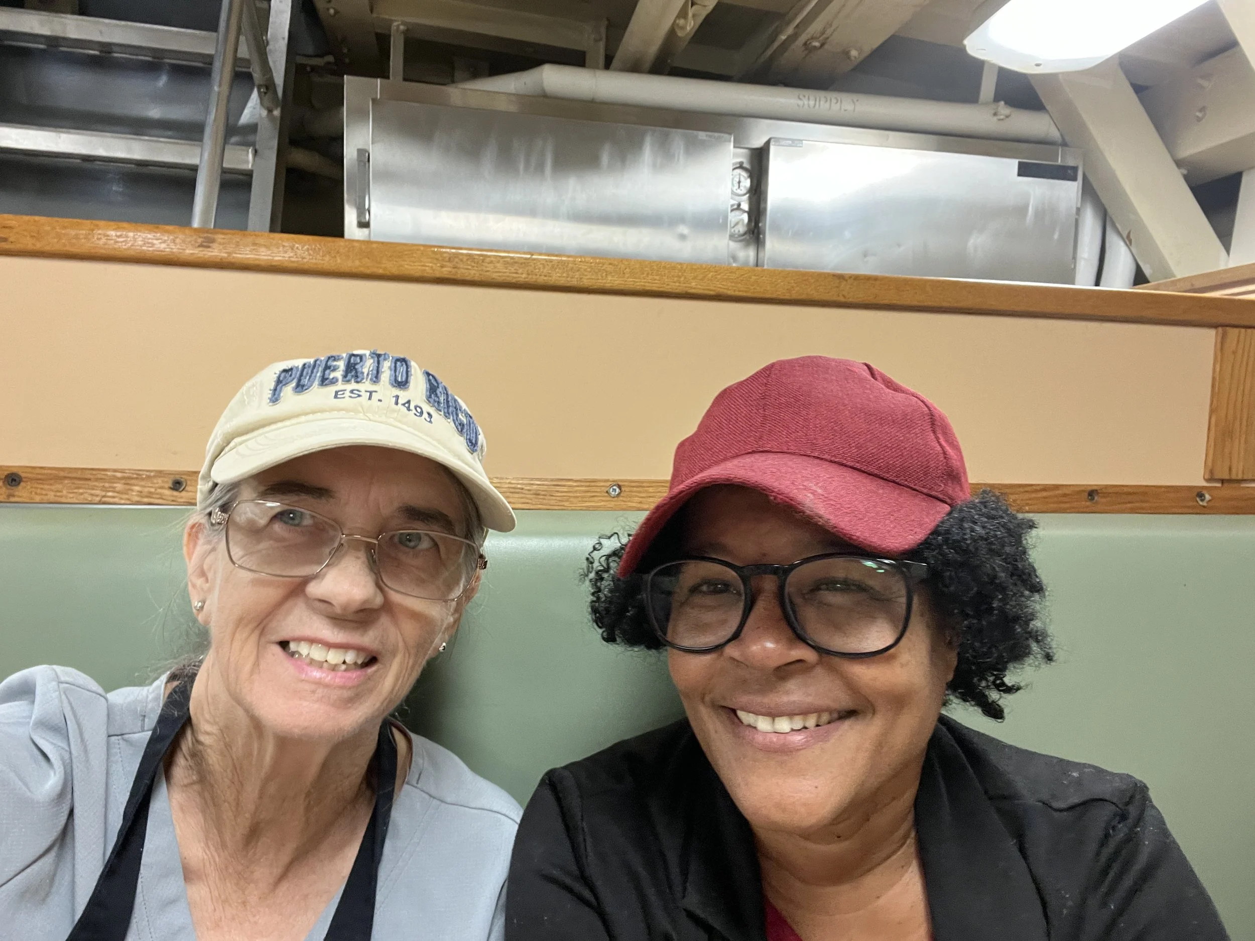  Mary and Nehemie enjoying a break in the mess decks 