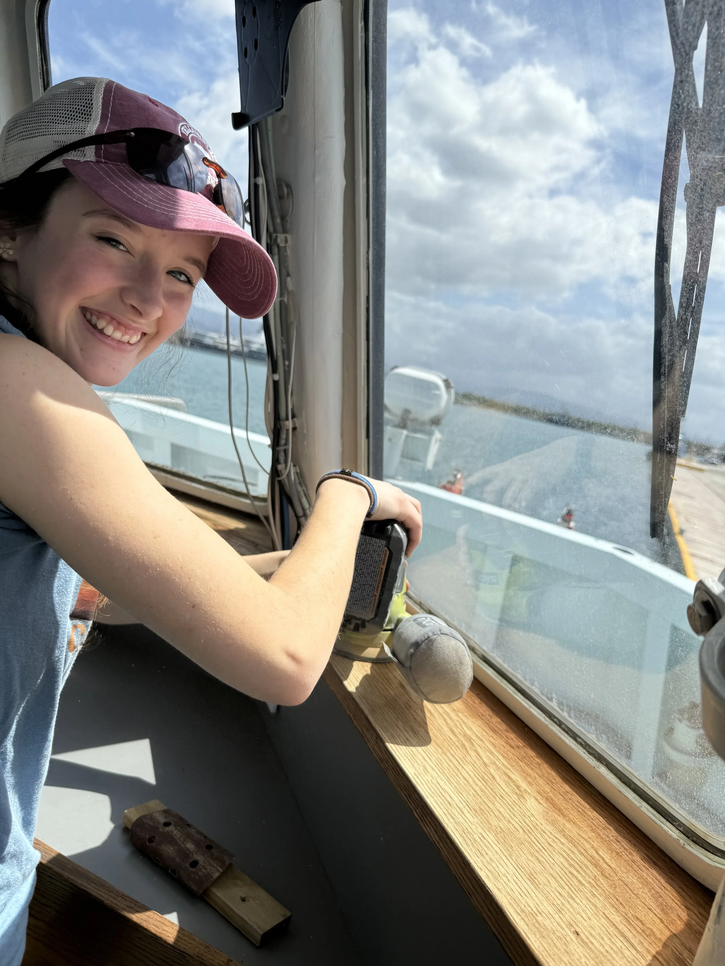 Aspen refinished the wood in the pilot house