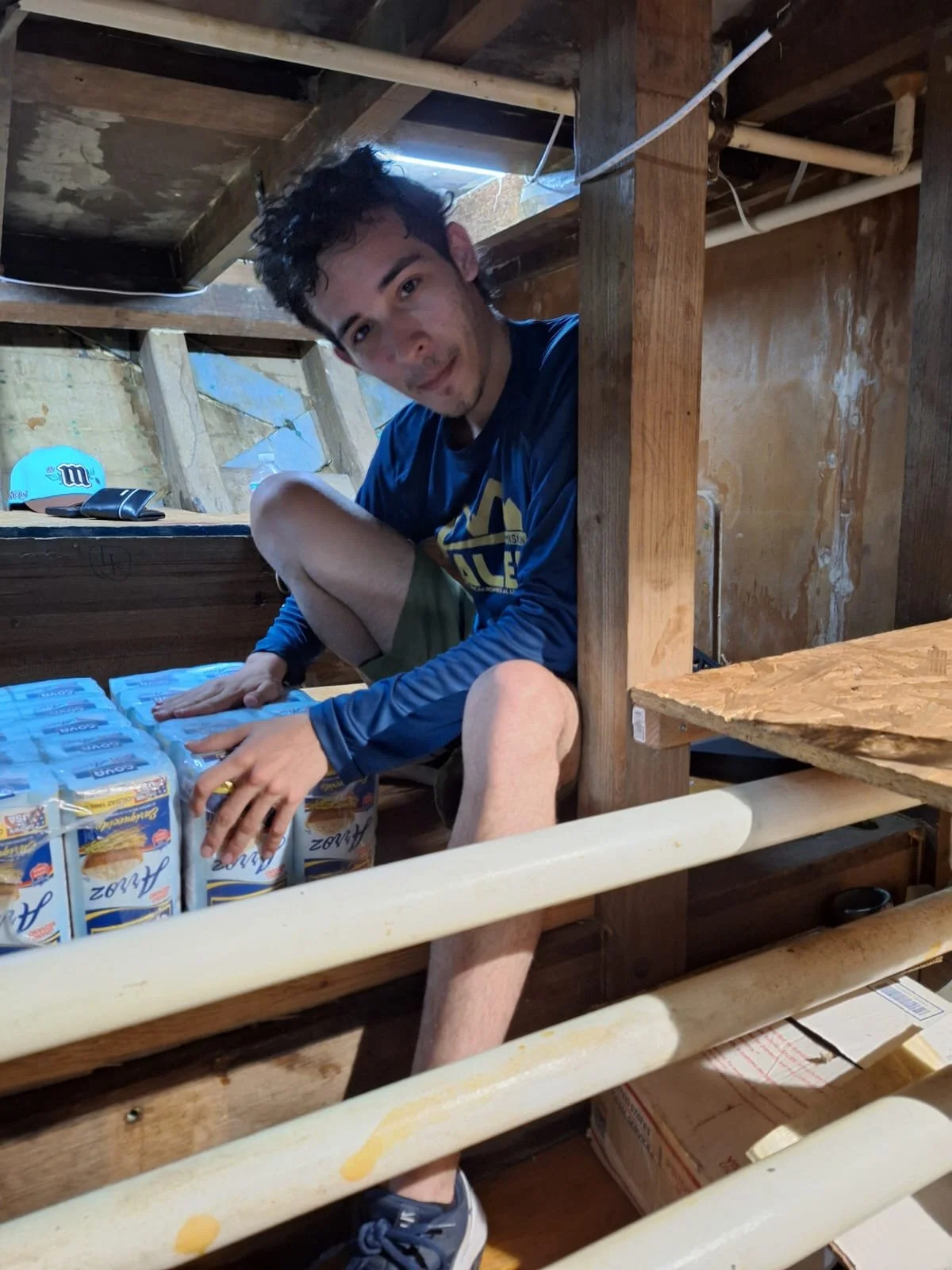 Loading the bilge stowage area