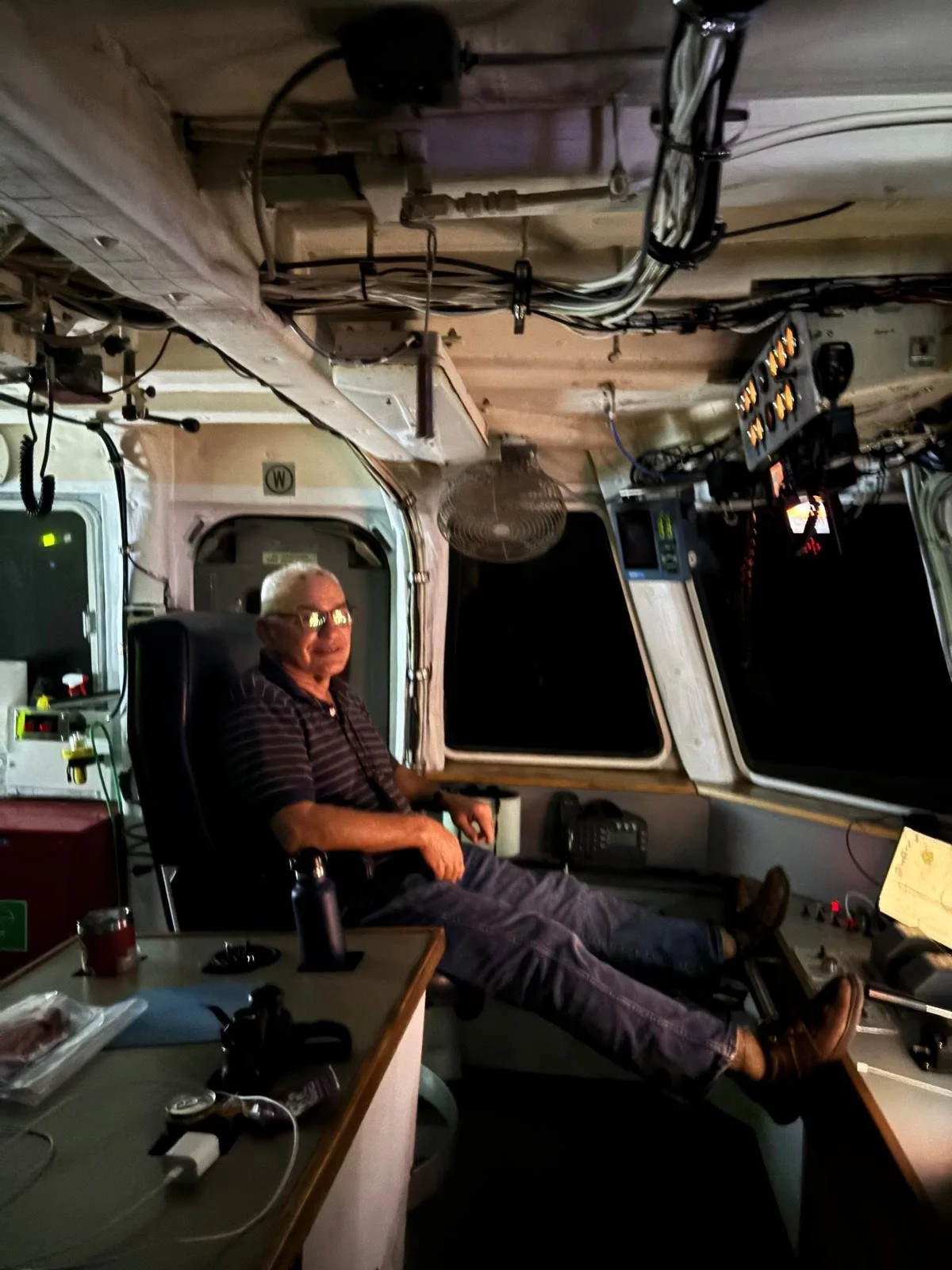 George Kindel stood the midwatch for the last 7 years...he also took care of the engine room, especially the water makers