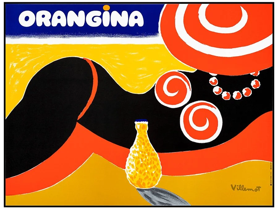 A reproduction of a 1960s French advertisement for Orangina with artwork by Villemot, who was a pioneer for the Art Deco movement in France. 
Available in various sizes with express worldwide shipping 👉GalleryRetro.com
#galleryretro #artprints #vint