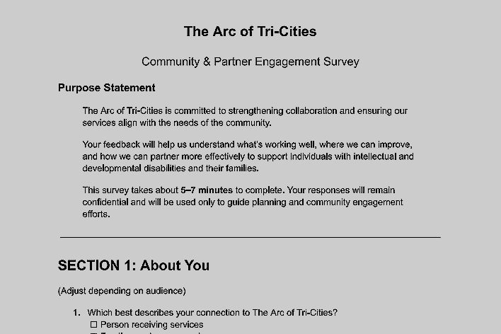 Survey Example - Community & Partner Engagement  