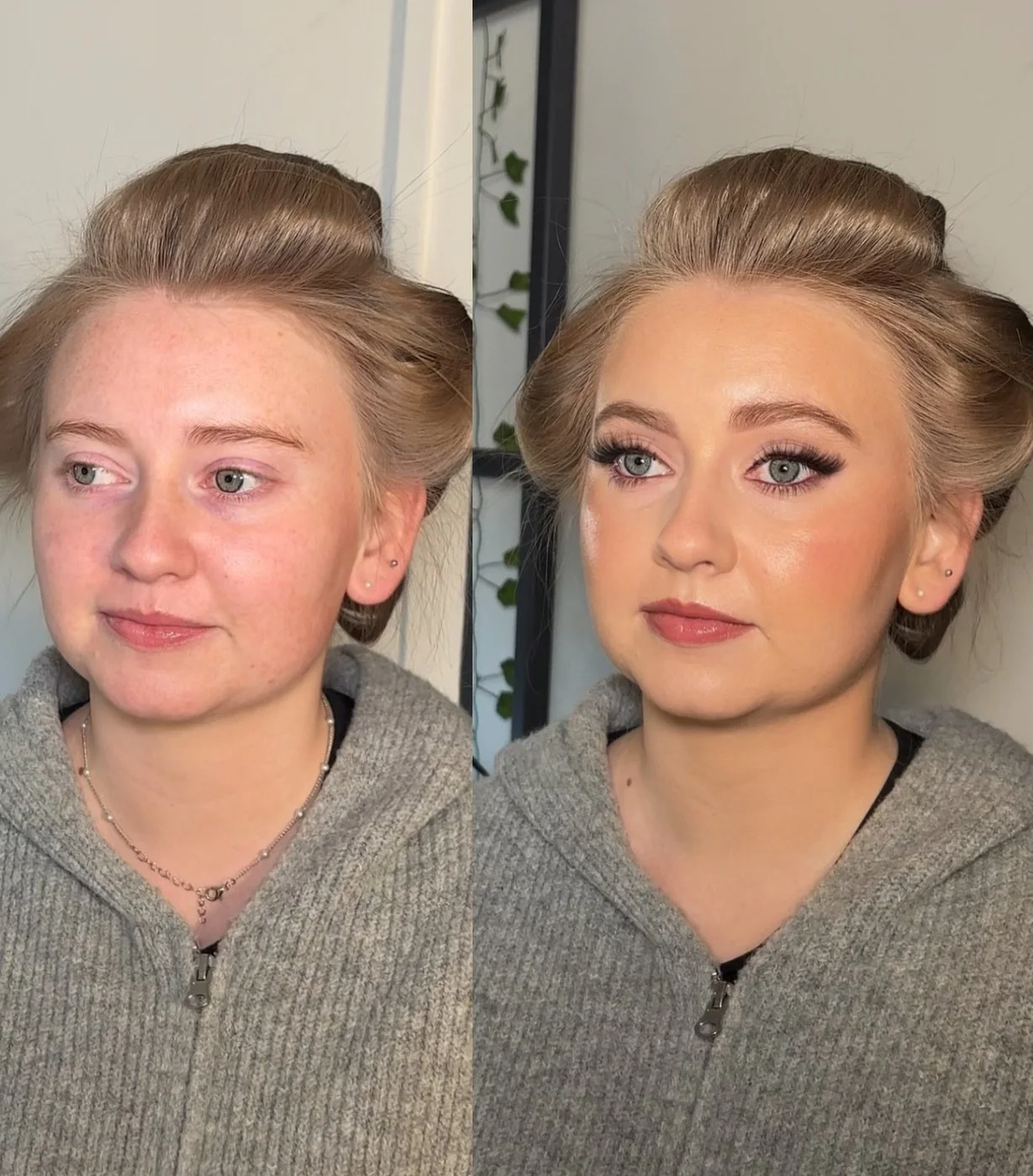 Fairer complexion looking beautiful 💜
.
#beforeandafter #makeupforfairskin #thisismoxi #makeupartistchester #softglam