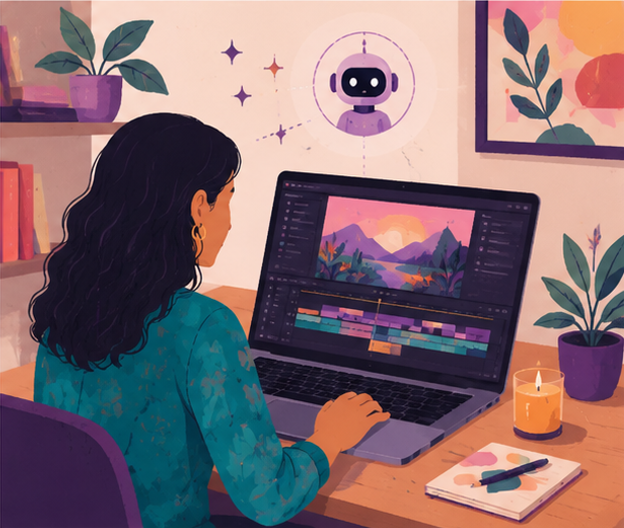 woman designing a video