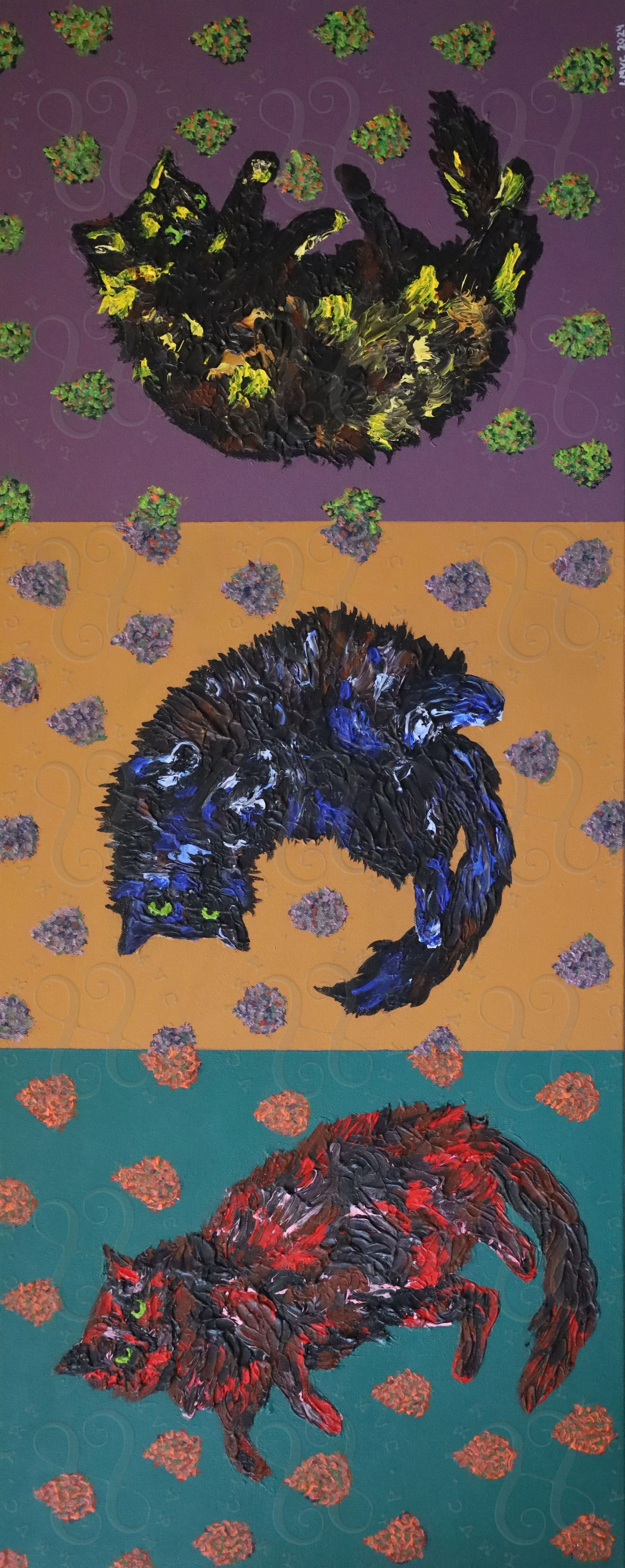 "Black Cat with Flowers" 