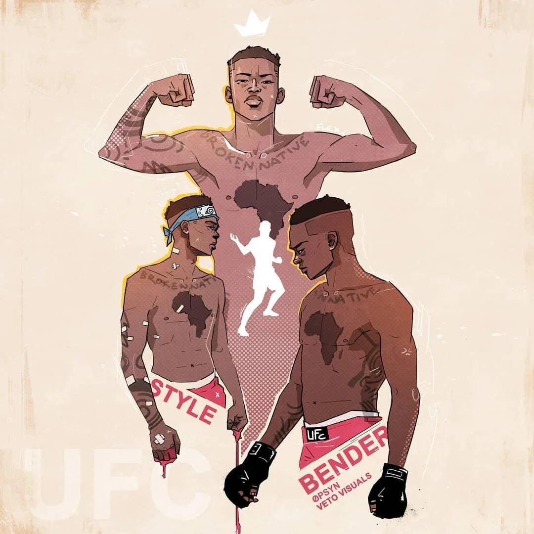 Israel “Stylebender” Adesanya illustrated by Opsyn