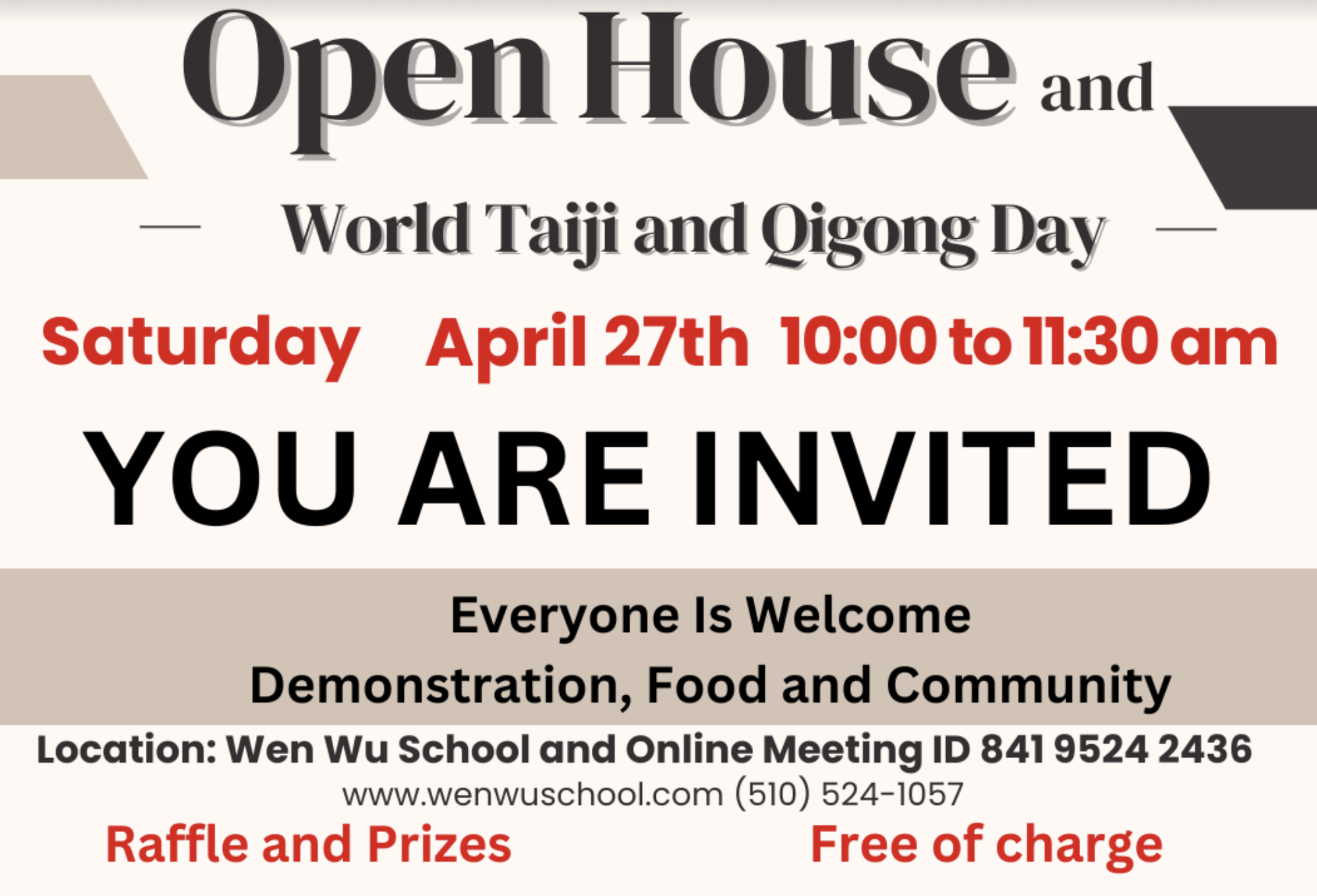 World Taiji &amp; Qigong Day – April 27, 2024