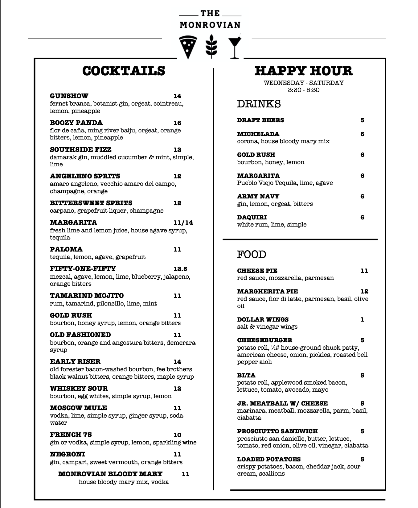 Bar & Happy Hour — THE MONROVIAN