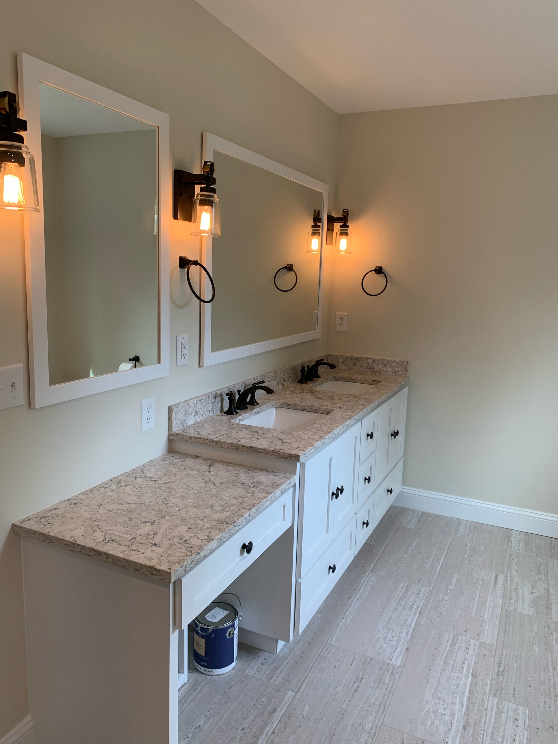 Bathroom vanity with makeup area