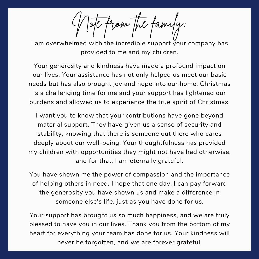 🎄❤️ This holiday season, we are incredibly grateful for the chance to give back to a family in need by working with @gift_a_family  Thank you to our wonderful clients and trades for making this possible! Your support allows us to spread joy and make