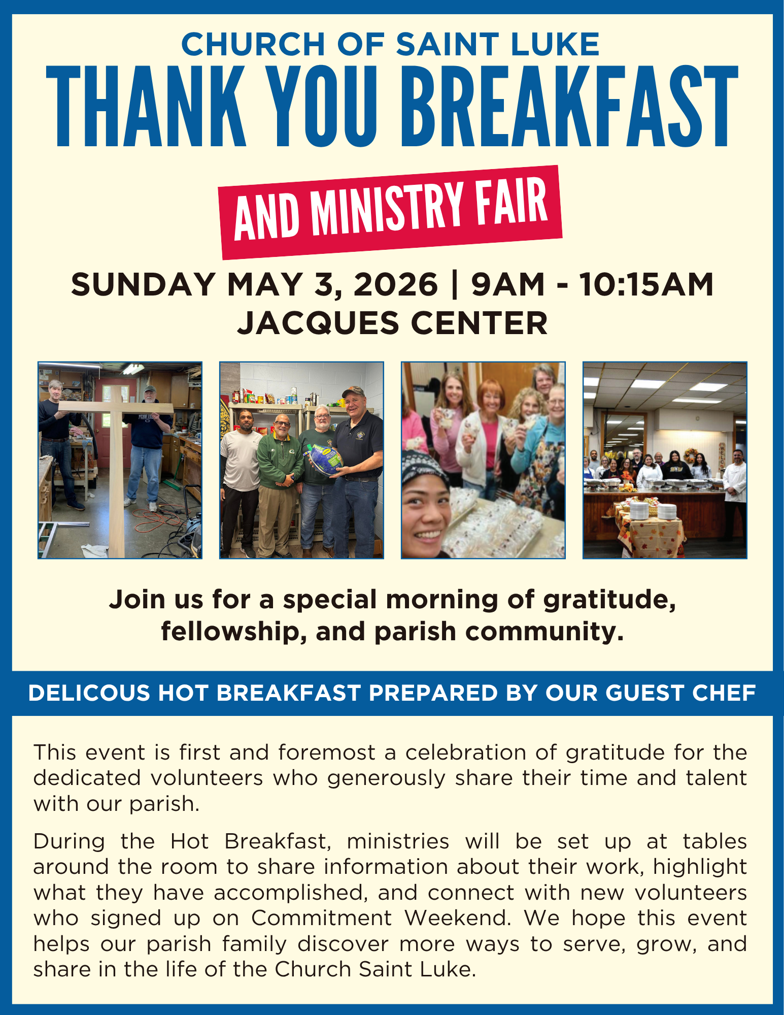 Thank You Breakfast &amp; Ministry Fair                     May 3rd | 9am-10:15am
