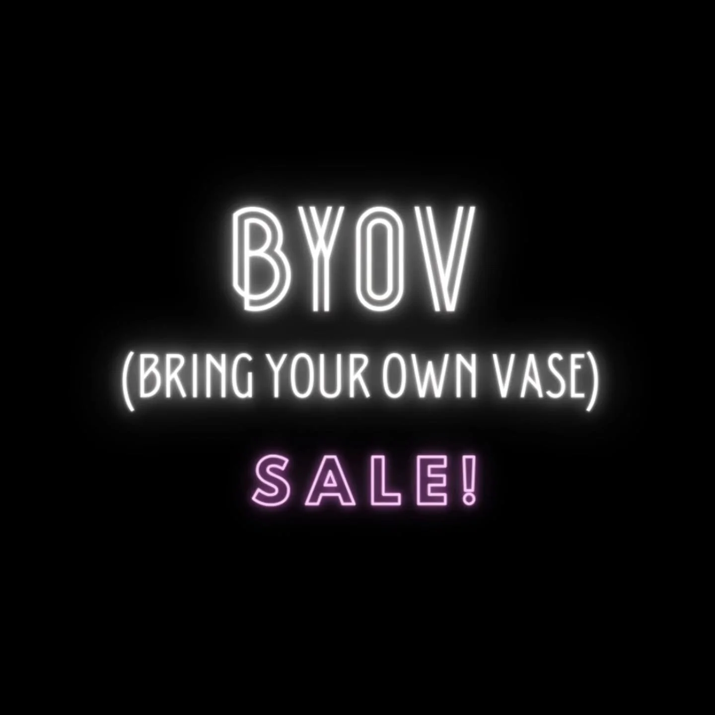 BYOV FLASH SALE! 

Got a vase that is begging for fresh blooms or a fresh plant? Bring it in, and we'll make magic!

This Friday, BYOV (Bring Your Own Vase) and get 30% off your custom floral arrangement or fresh plant.

Drop by- let's fill your favo