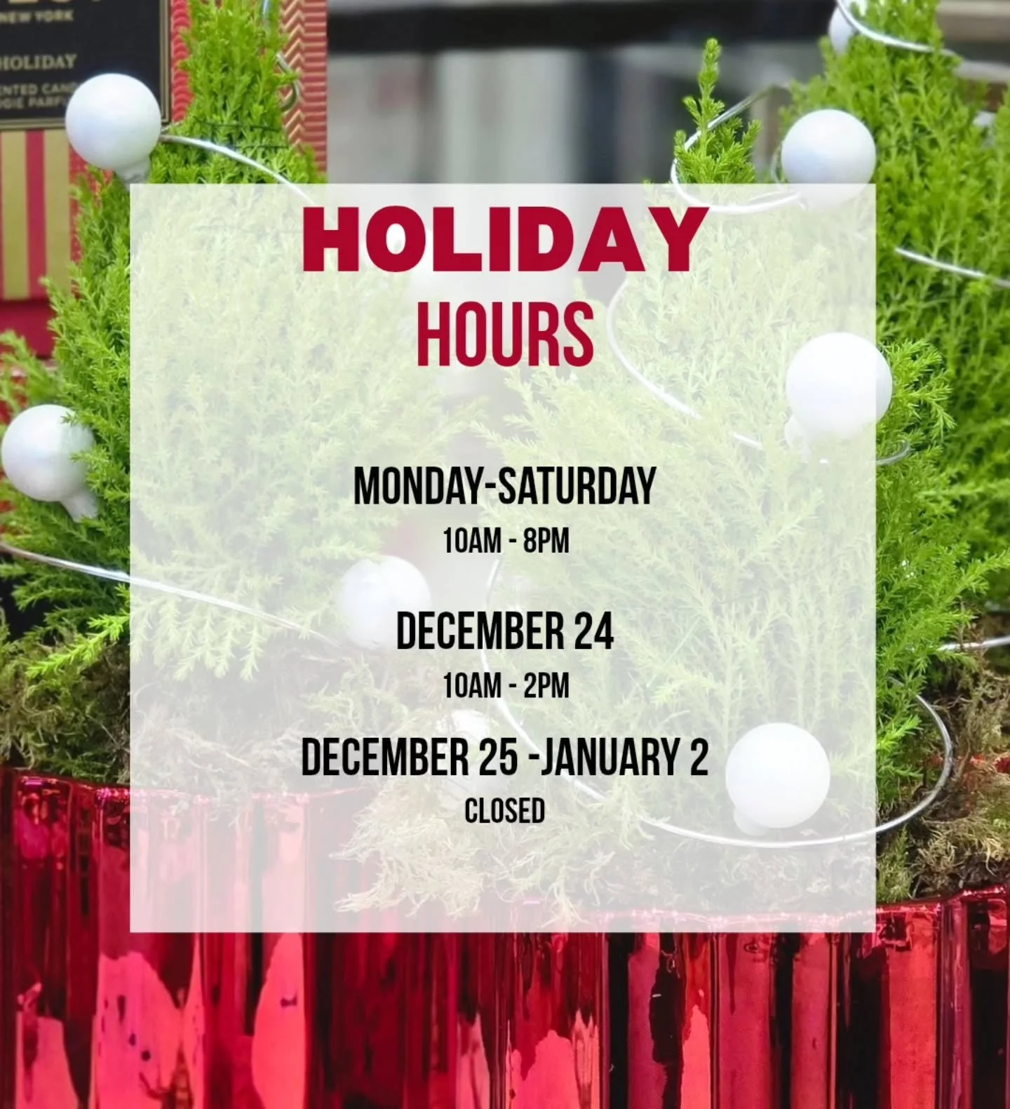 Holiday mode.🎄

Here are our extended hours up until Christmas! Stop by for any last minute details you may need.

#swishandcompany