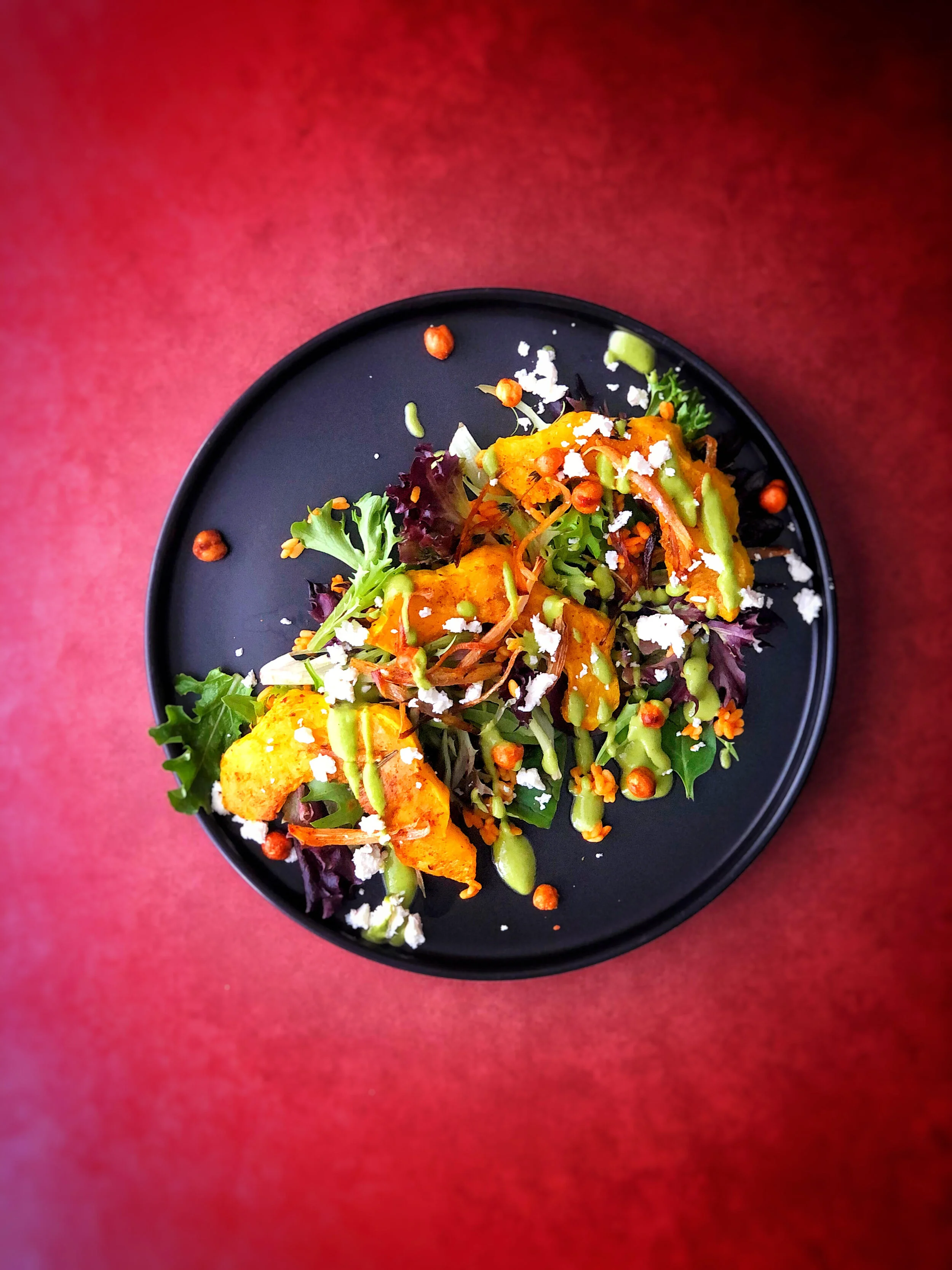 Roasted Acorn Squash with Spicy Tahini Sauce