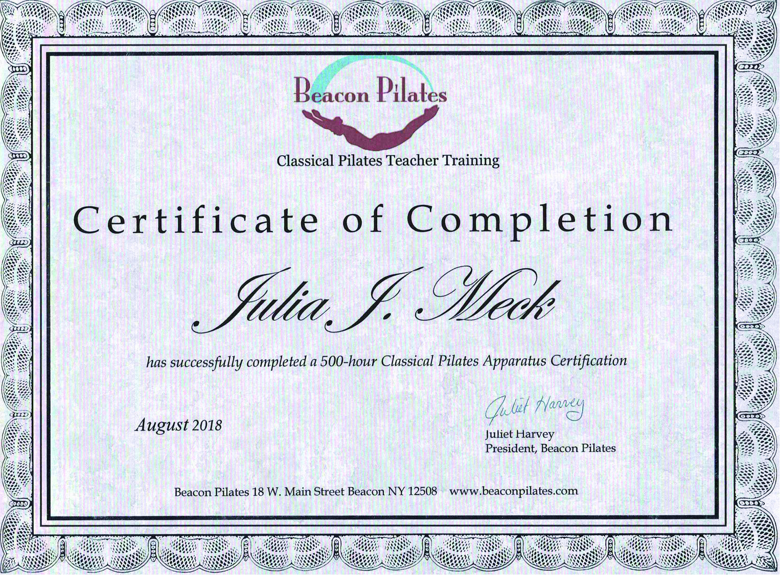 Certifications — Julia Jayne Pilates