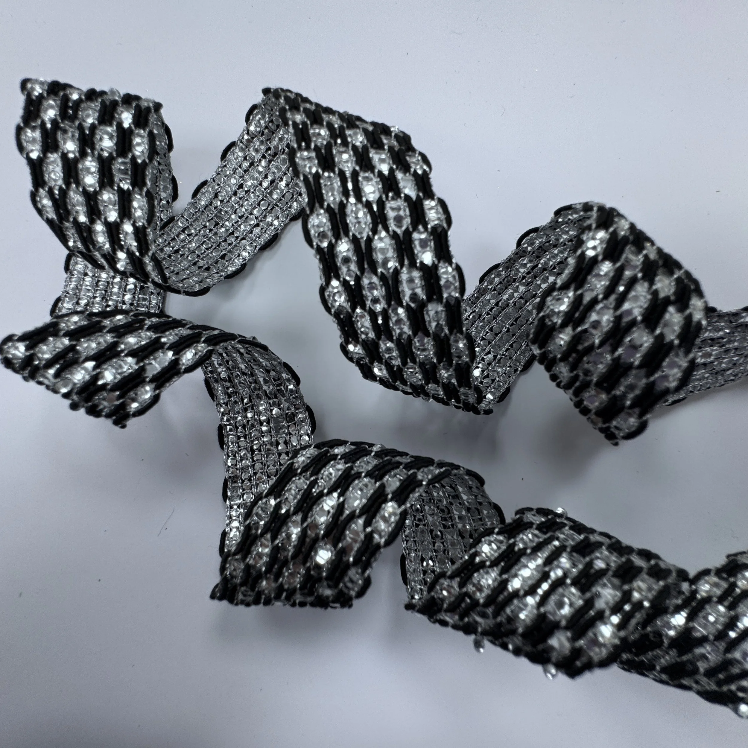 Opal Sequin Lace - Black Silver