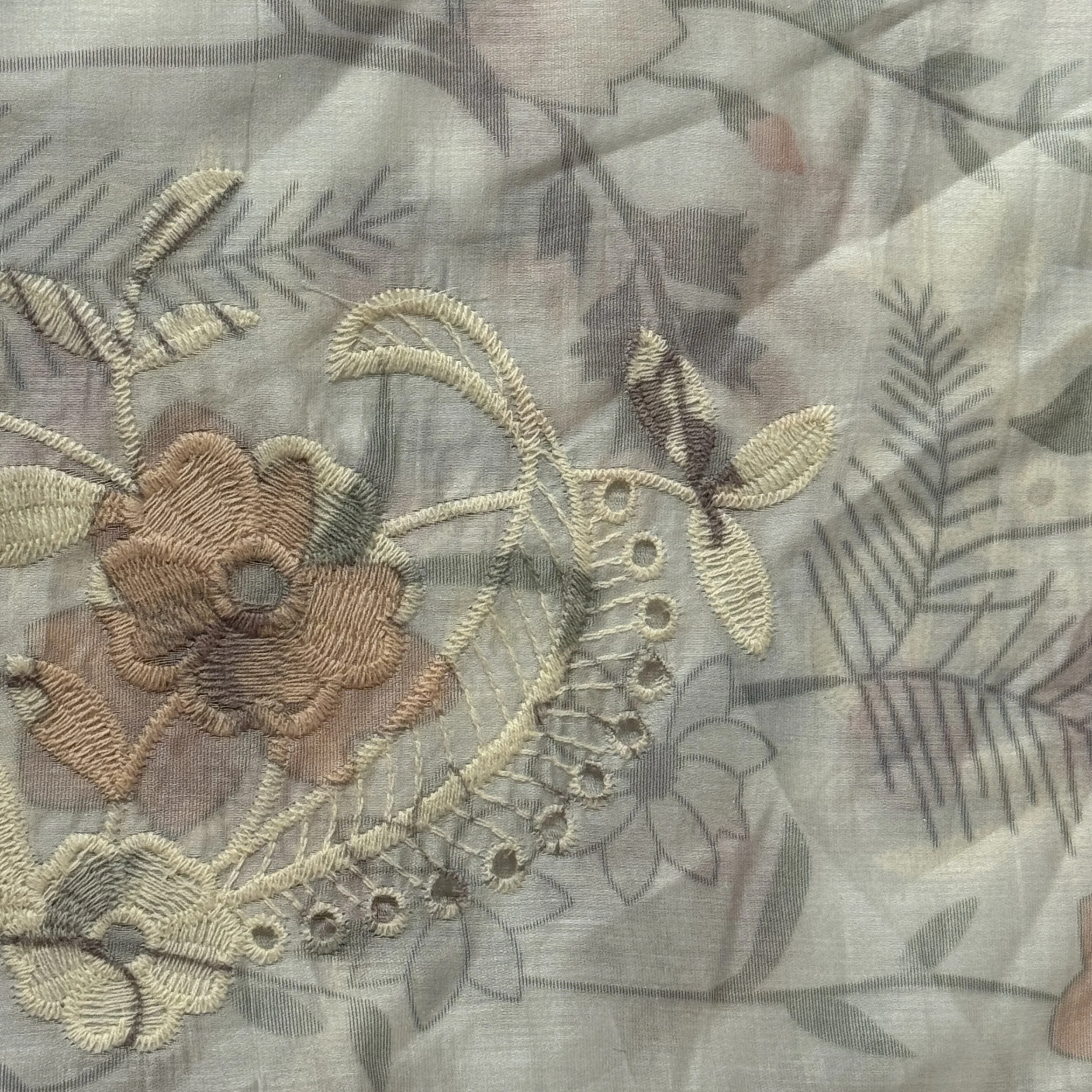 Bamboo Nylon Embroidery with Digital Print - Design Code : 6