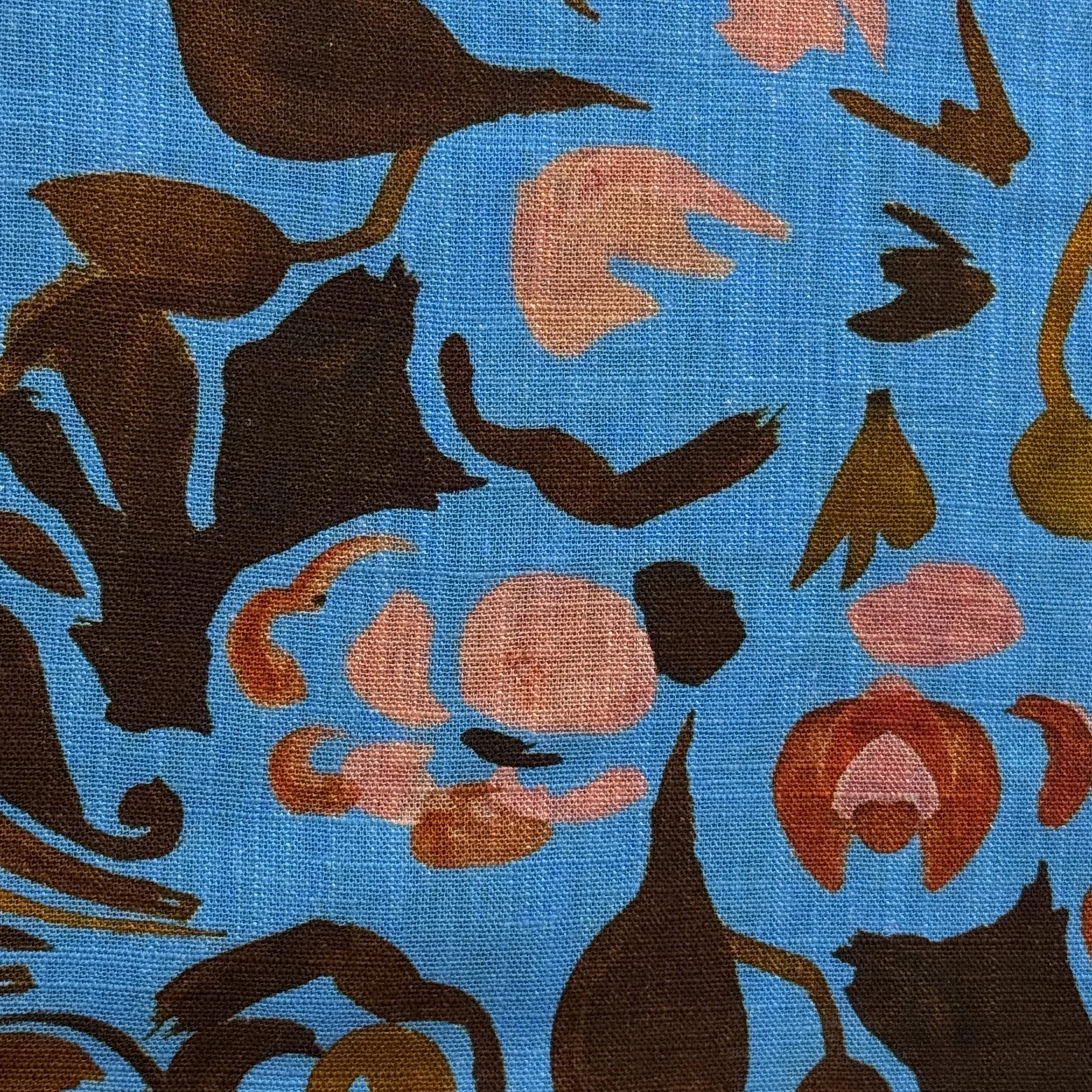 Linen Viscose Slub Digital - Azure Bloom
