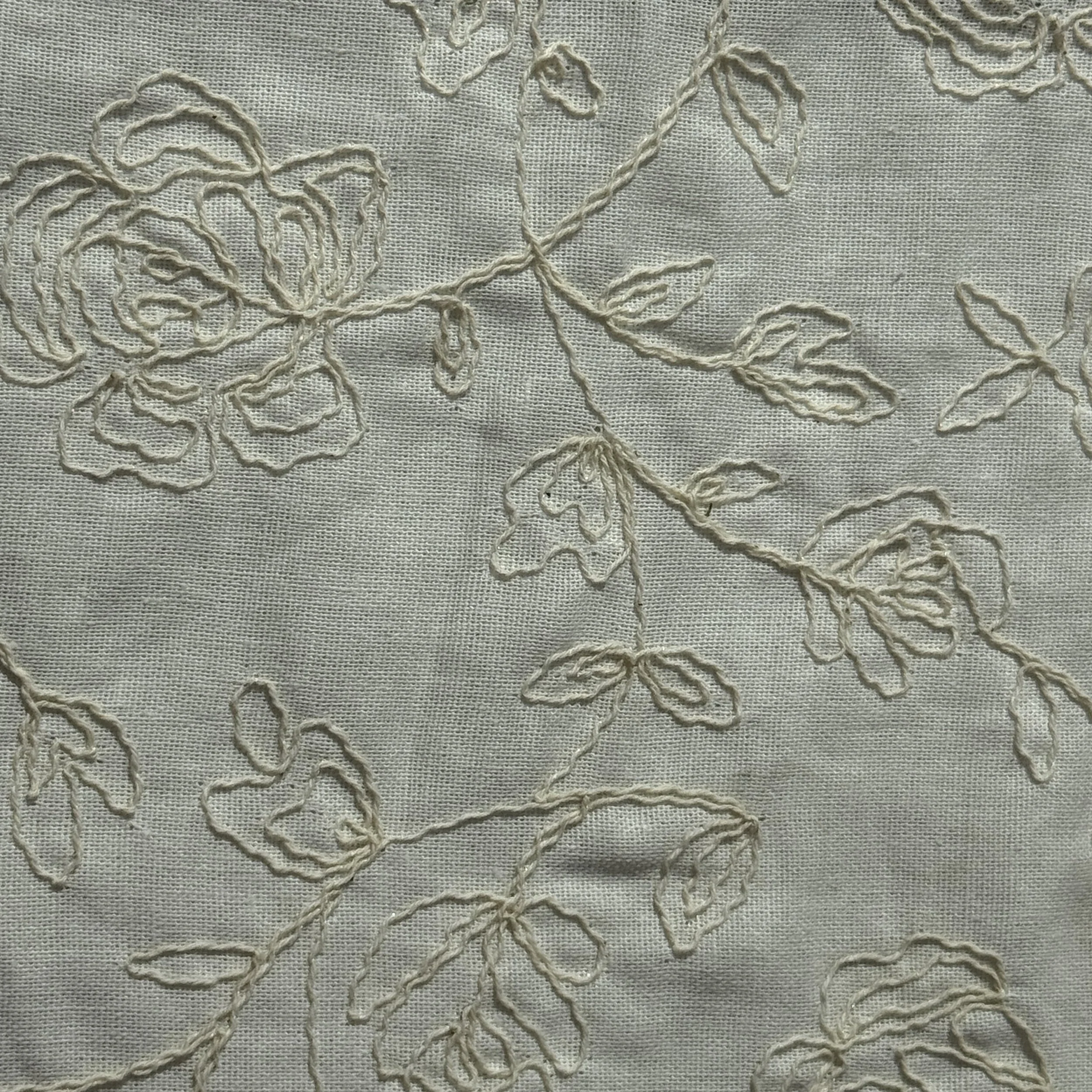 Linen Viscose Embroidery NAT - Cream in Ivory