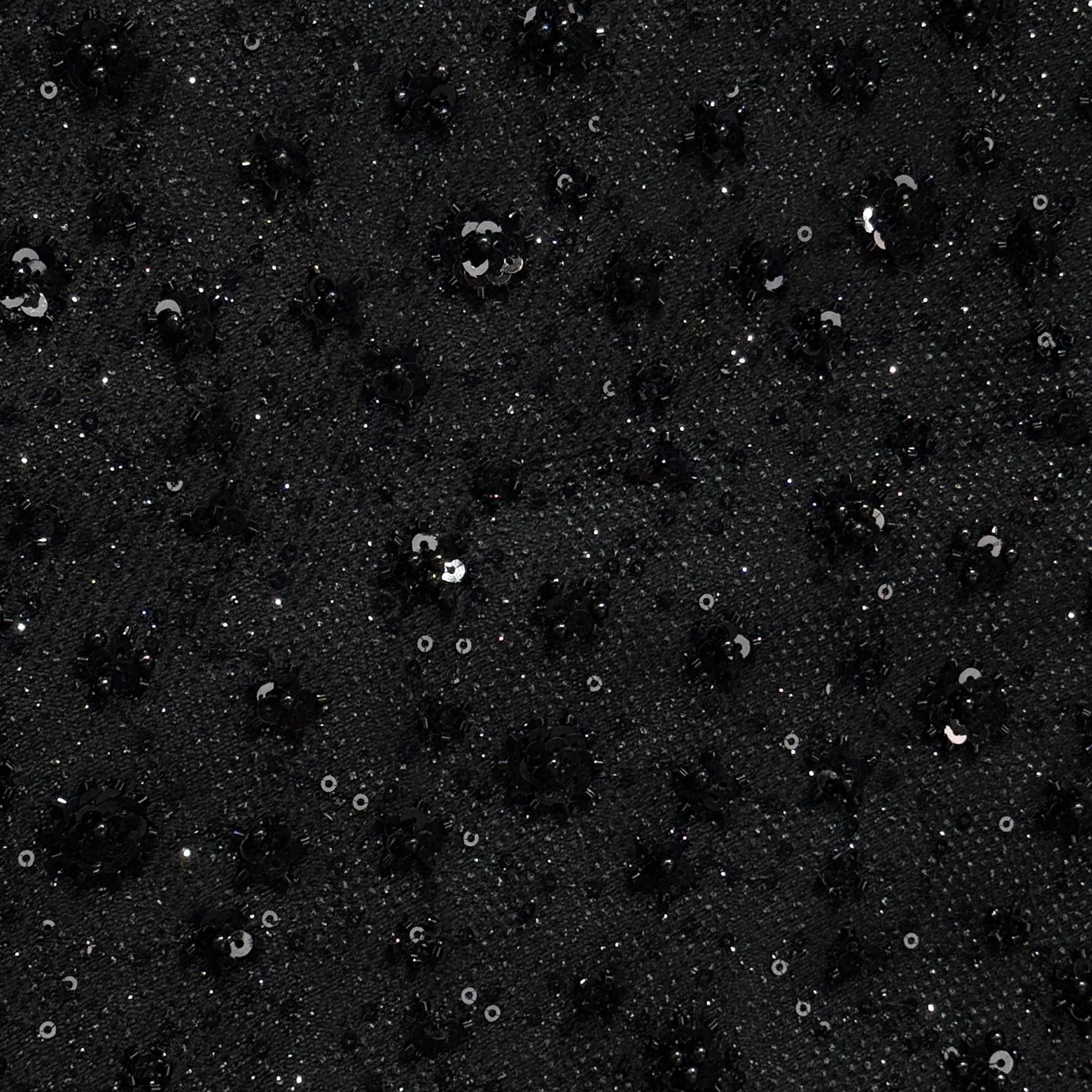 Nylon Tulle Glitter Embroidery - Black