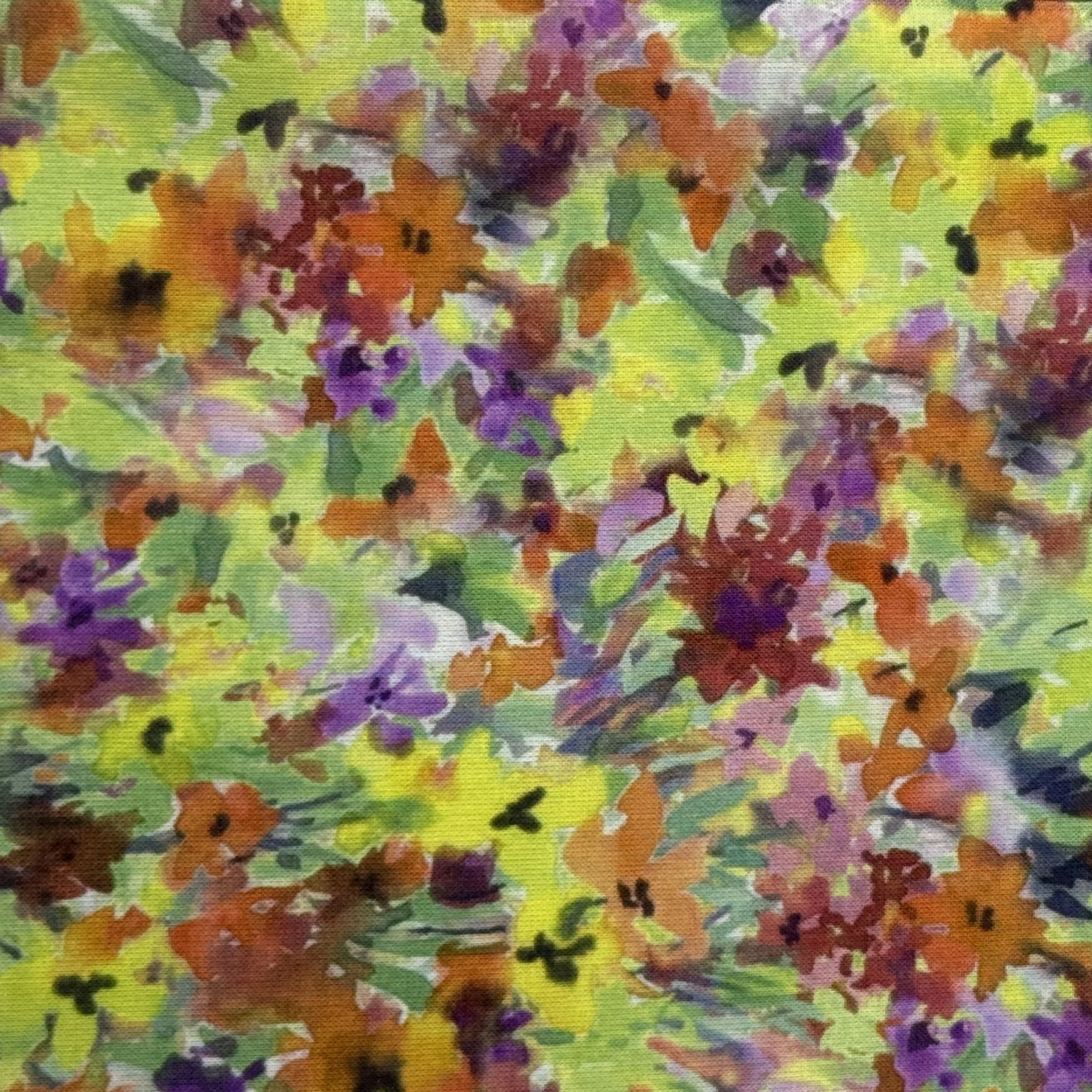 Linen Cotton Digital Print, Spring Garden Mix