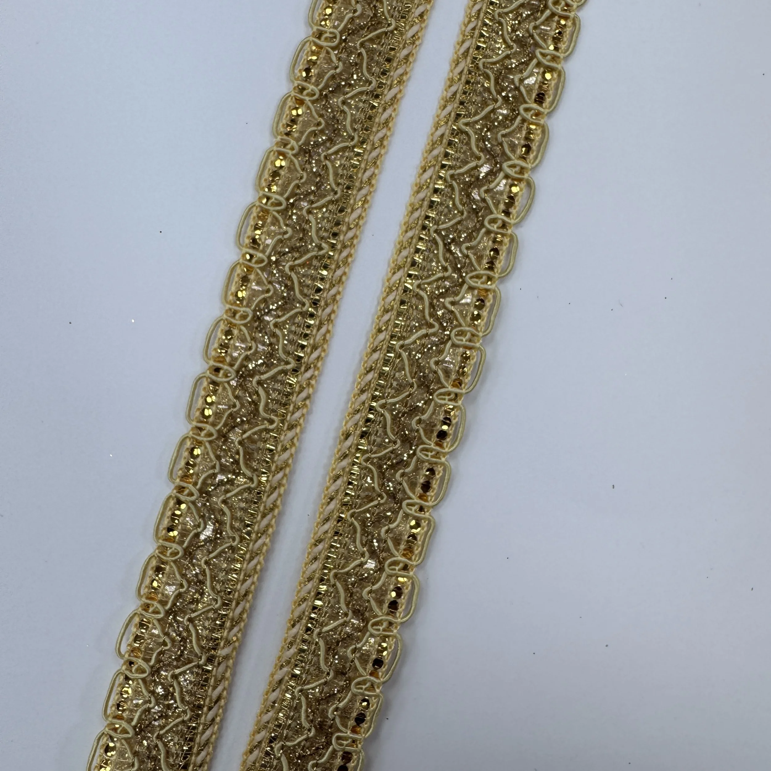 Vintage Soft Ivory Gold Chevron Trim