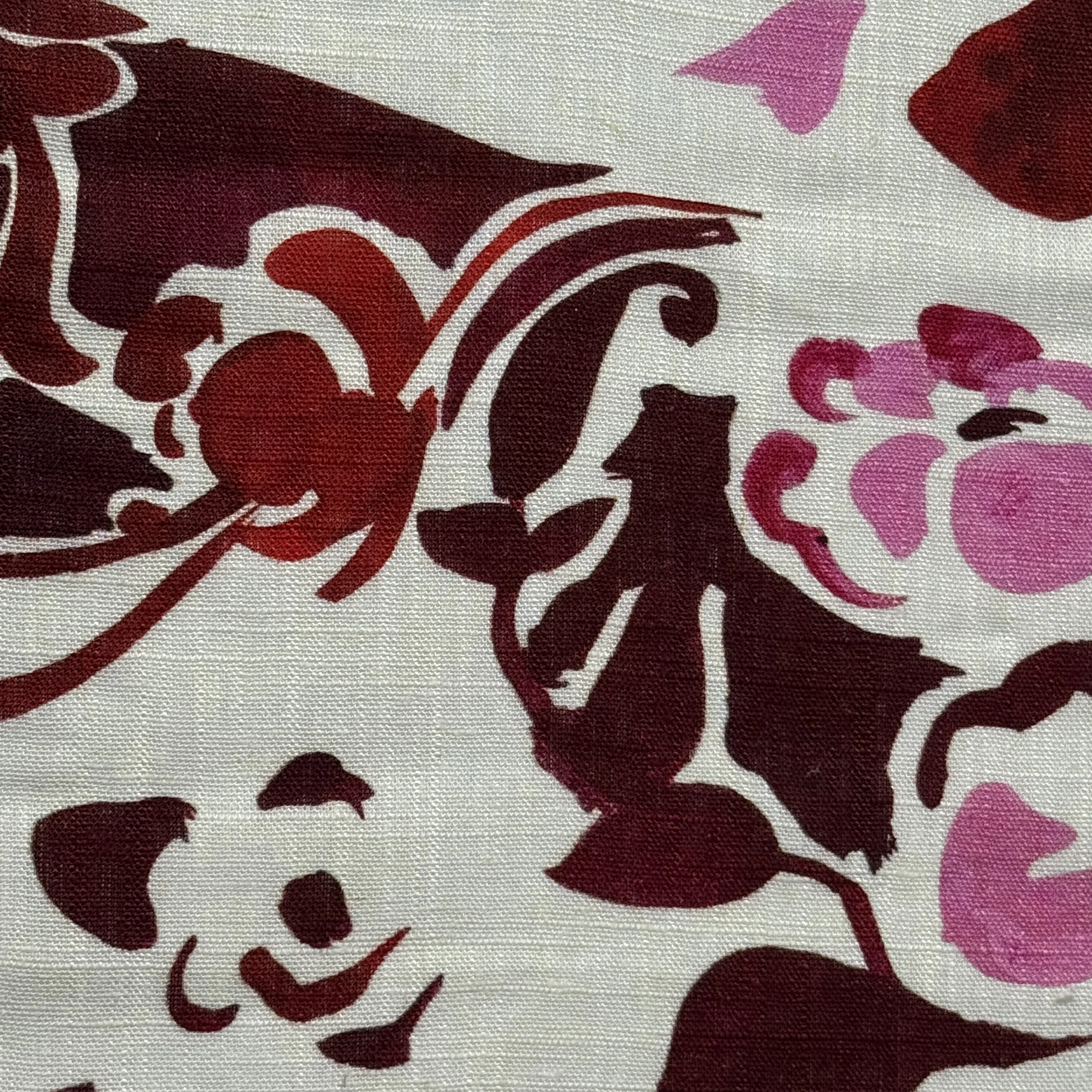 Linen Viscose Slub Digital - Burgundy Bliss
