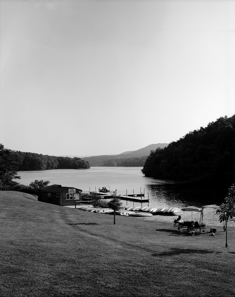  At the center of Rocky Gap State Park, Lake Habeeb is surrounded by large mountains on all sides. 