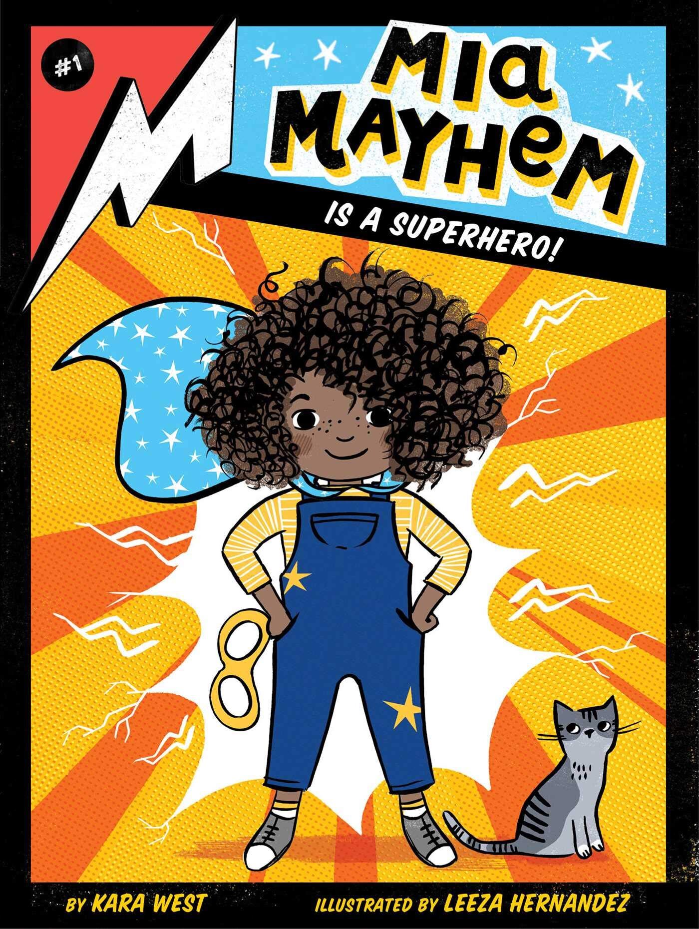 Mia Mayhem Is a Superhero! Meet Mia Macarooney, an ordinary eight-year-old who finds out she has an extraordinary super-secret! With easy-to-read language and illustrations, these chapter books are perfect for emerging readers.
