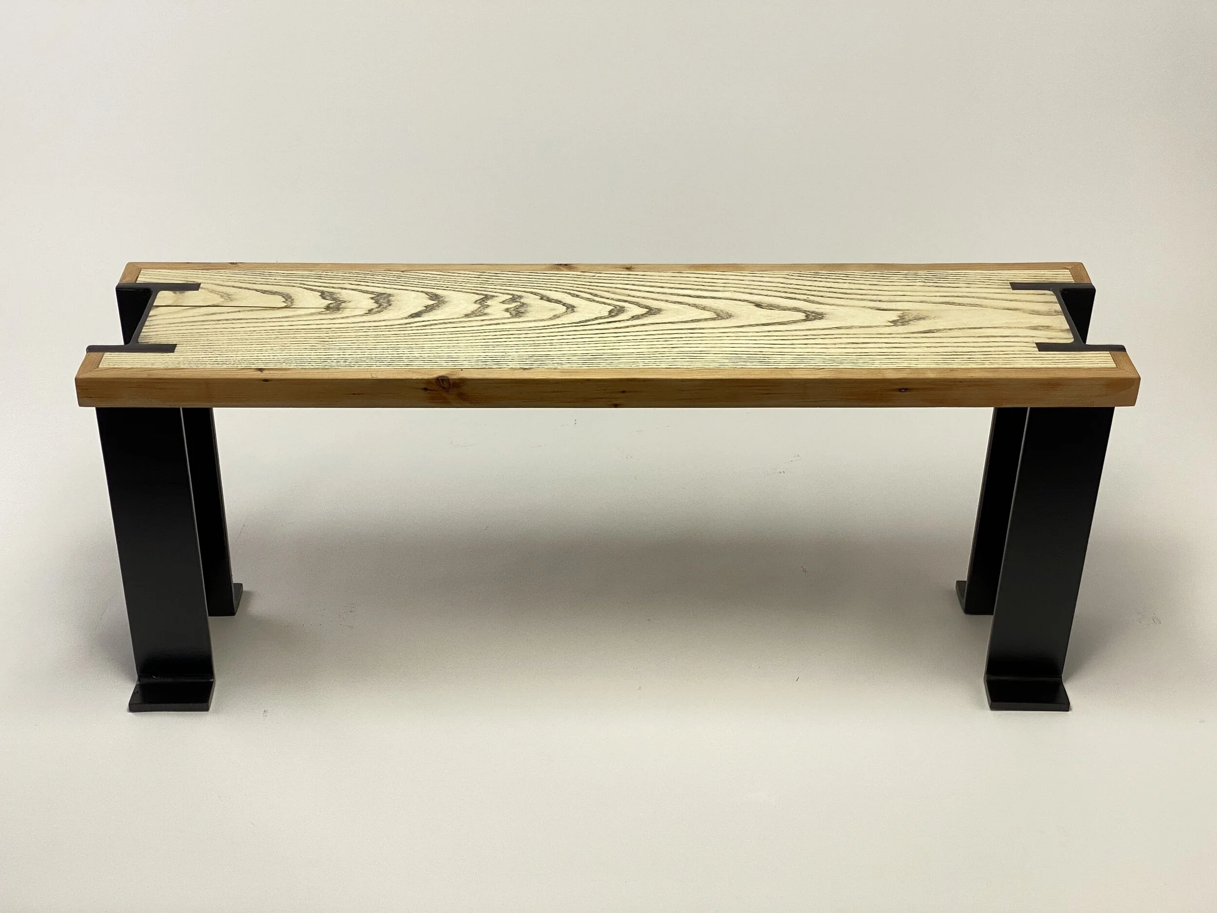 I-Beam Ash Bench with Reclaimed Wood Trim