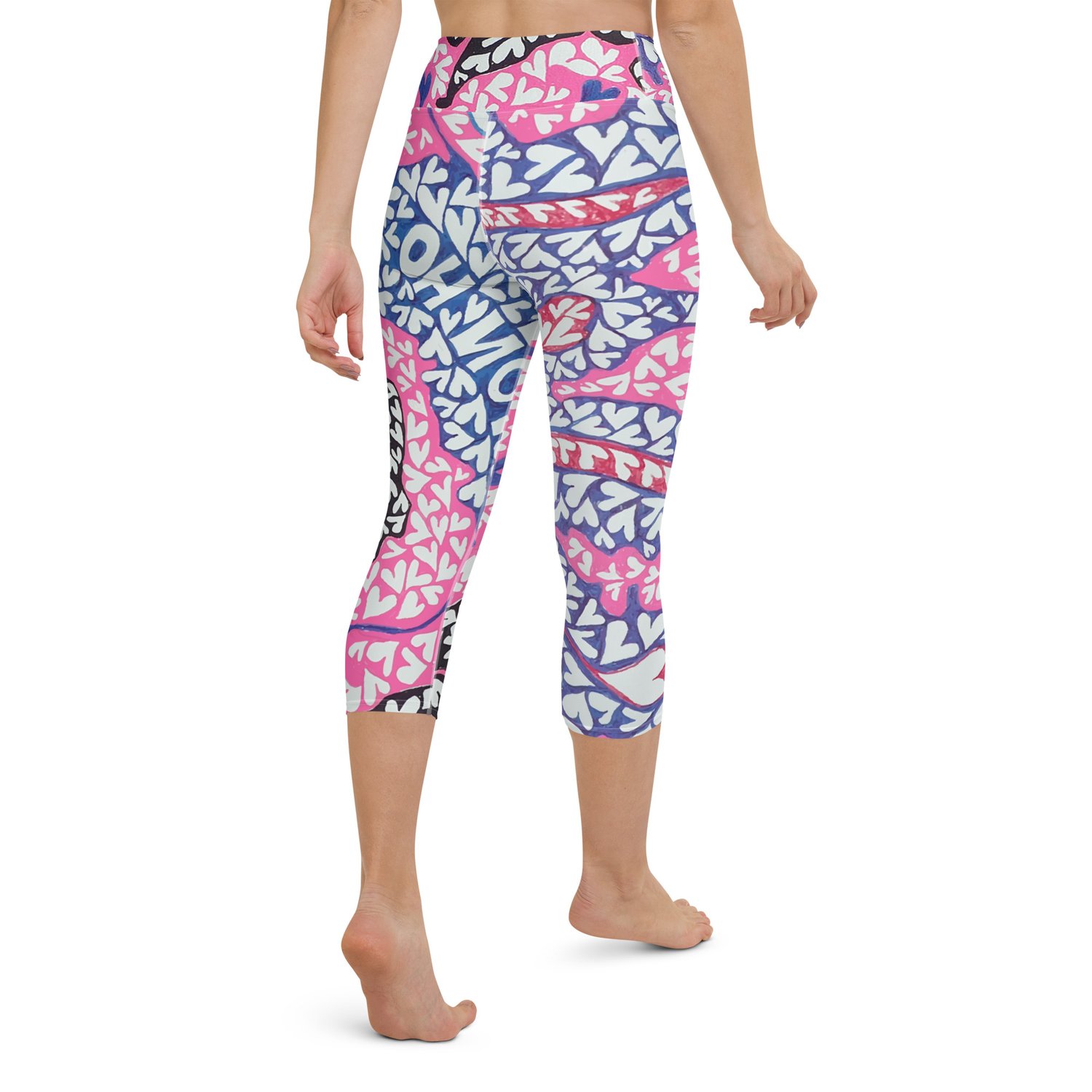 Abstract Capri leggings, Workout Pants 'Pink Feathers, Flowers, Shower -  Castle of Joy